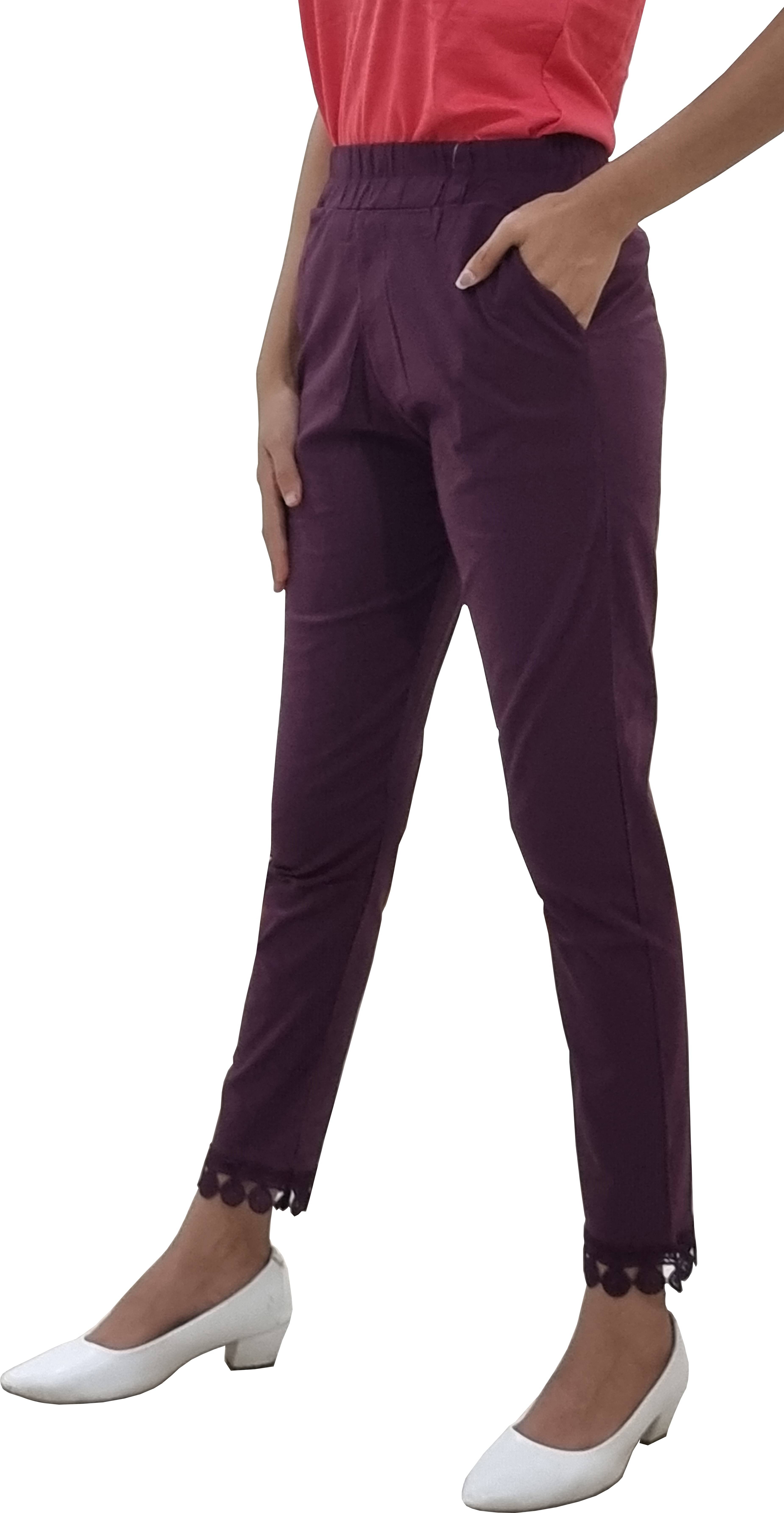     			Reoutlook Pack of 1 Cotton Blend Regular Women's Casual Pants ( Purple )