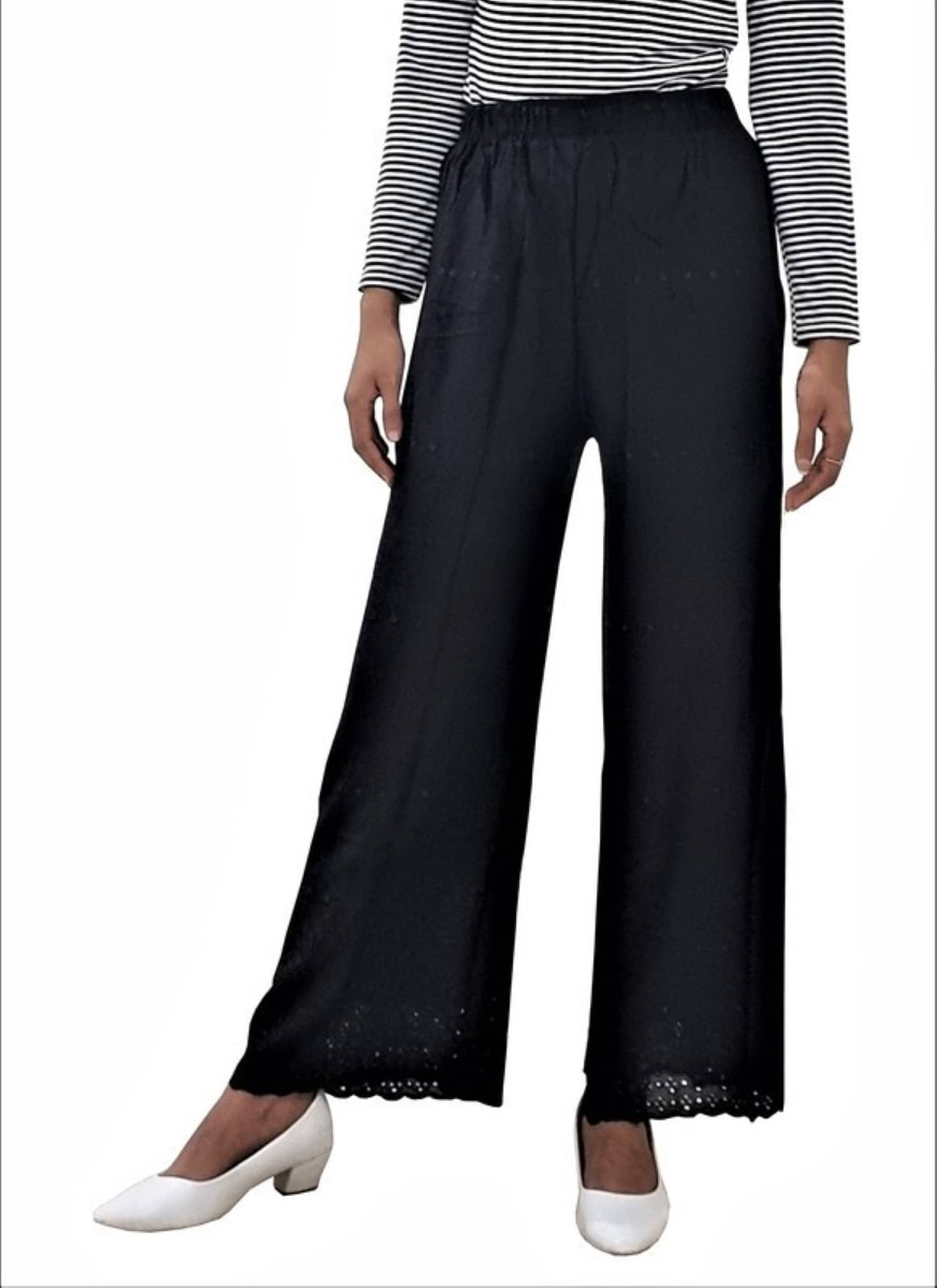     			Reoutlook Pack of 1 Cotton Blend Flared Women's Casual Pants ( Black )