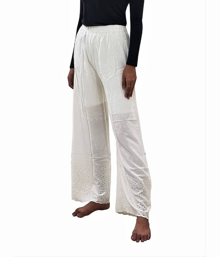 Reoutlook Pack of 1 Cotton Blend Flared Women's Casual Pants ( White ) - Trousers | Buy online on ZillyBuy