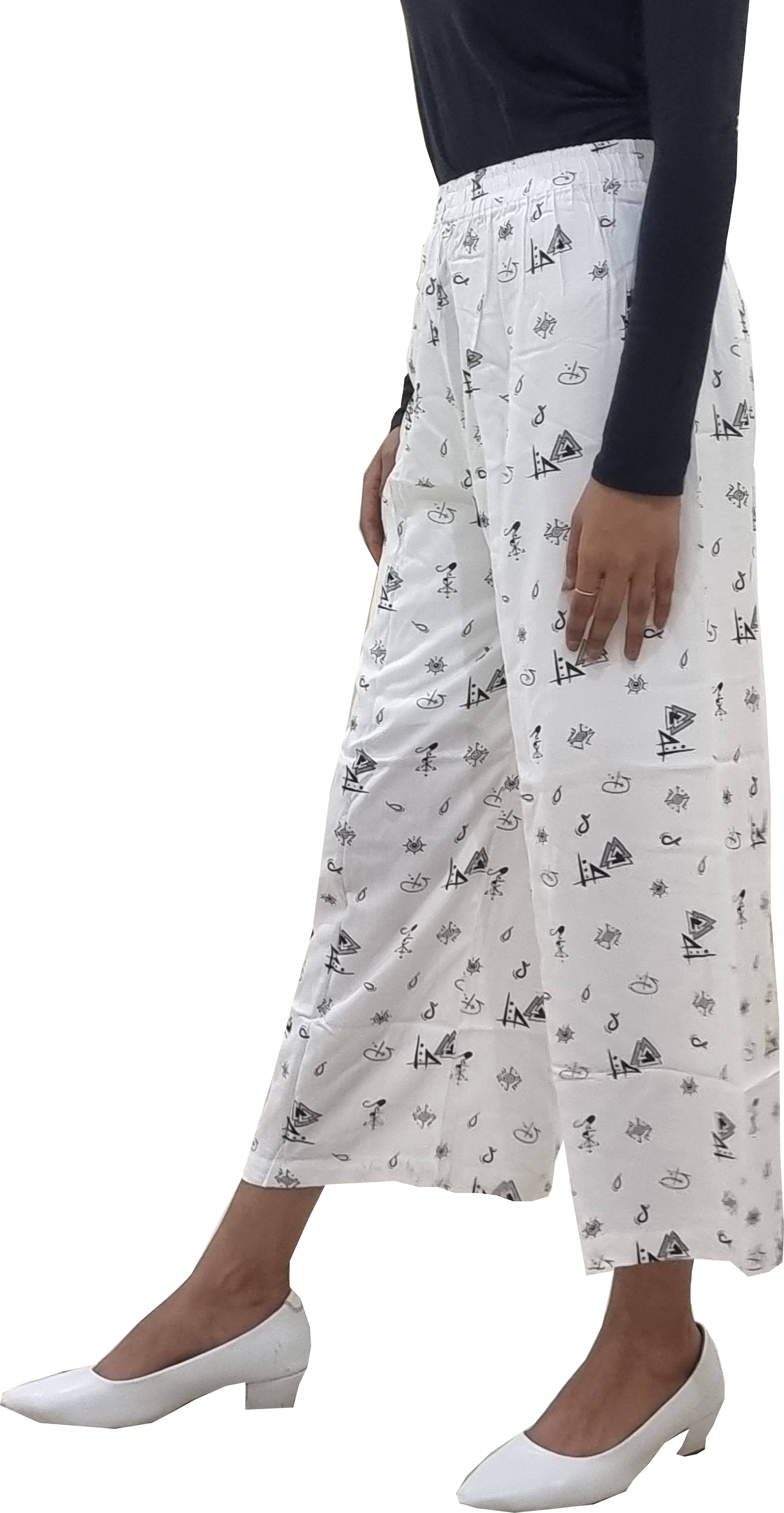     			Reoutlook Pack of 1 Cotton Blend Relaxed Women's Cigarette Pants ( White )