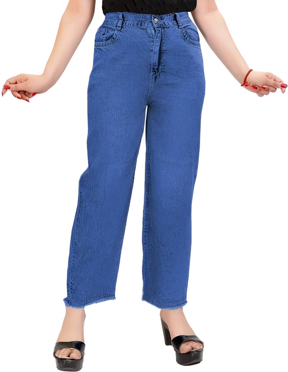     			Reoutlook Pack of 1 Cotton Blend Relaxed Women's Casual Pants ( Blue )