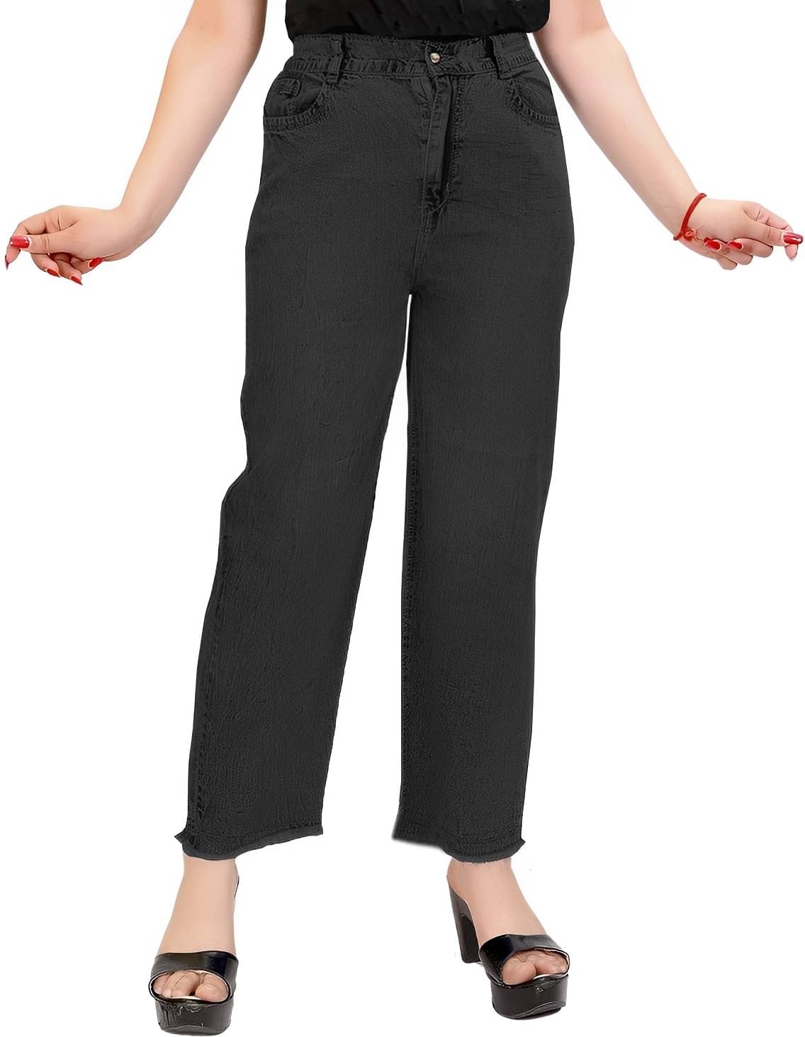     			Reoutlook Pack of 1 Cotton Blend Relaxed Women's Casual Pants ( Black )