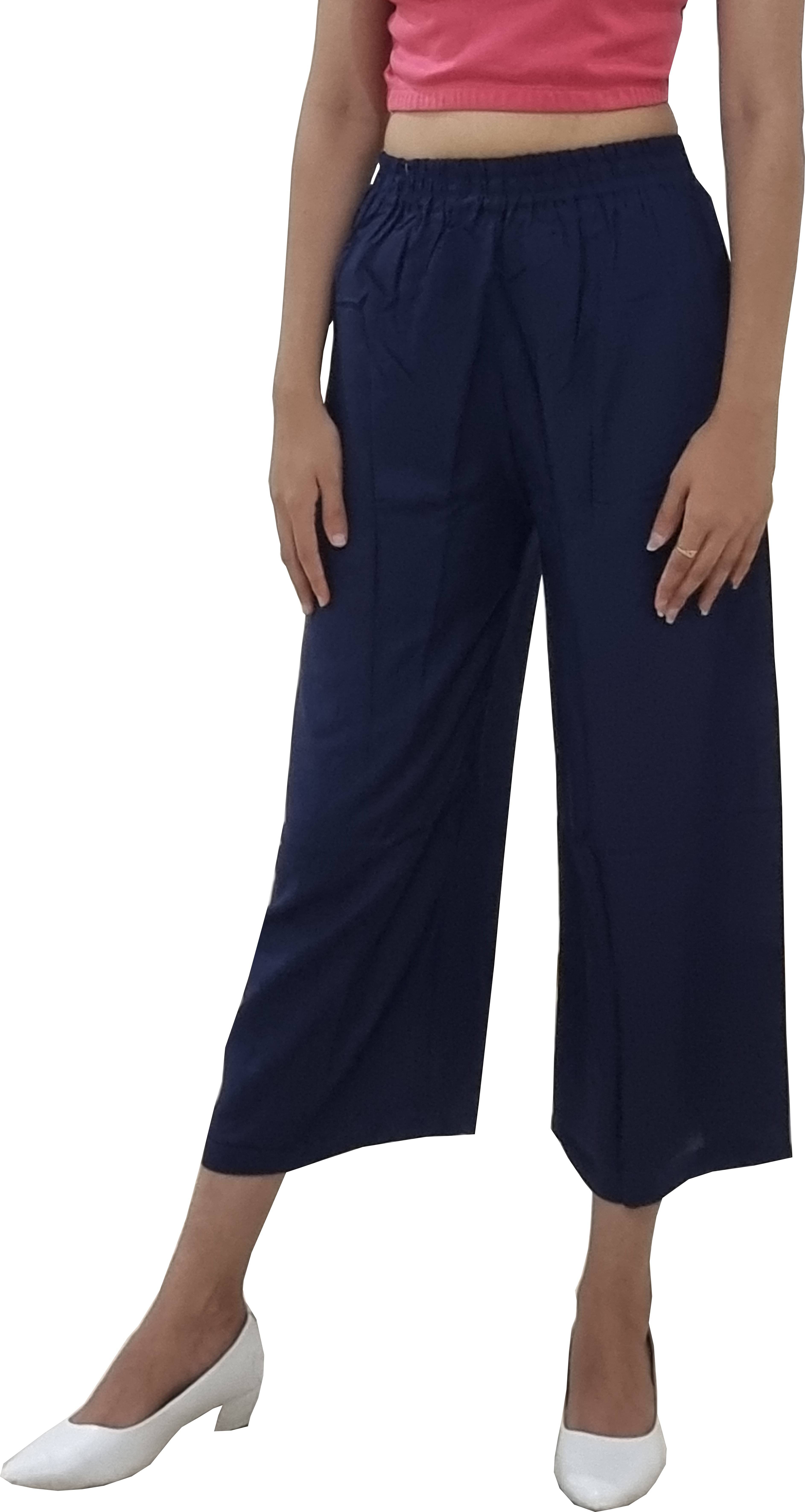     			Reoutlook Pack of 1 Cotton Blend Relaxed Women's Cigarette Pants ( Blue )