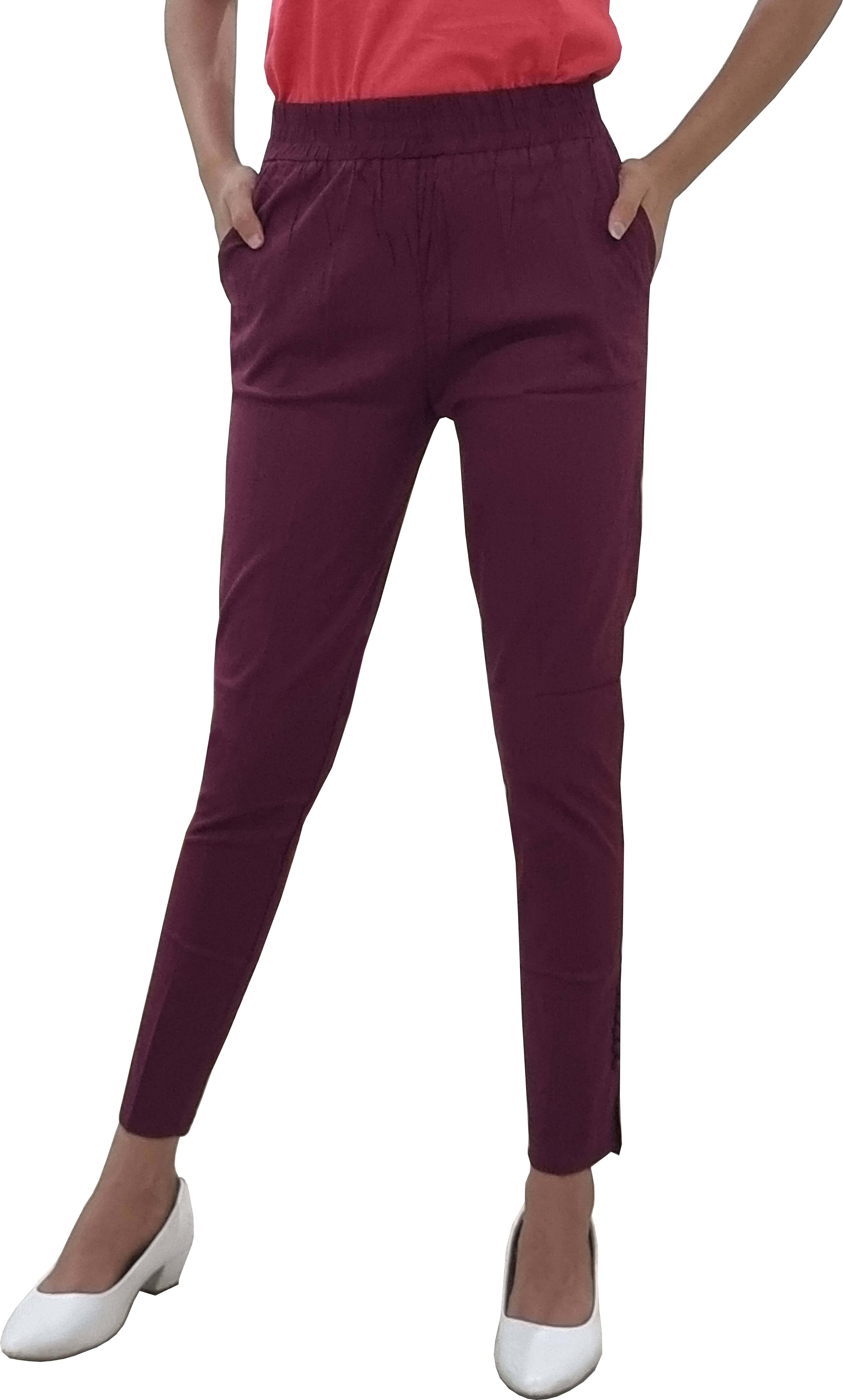     			Reoutlook Pack of 1 Cotton Blend Regular Women's Casual Pants ( Maroon )