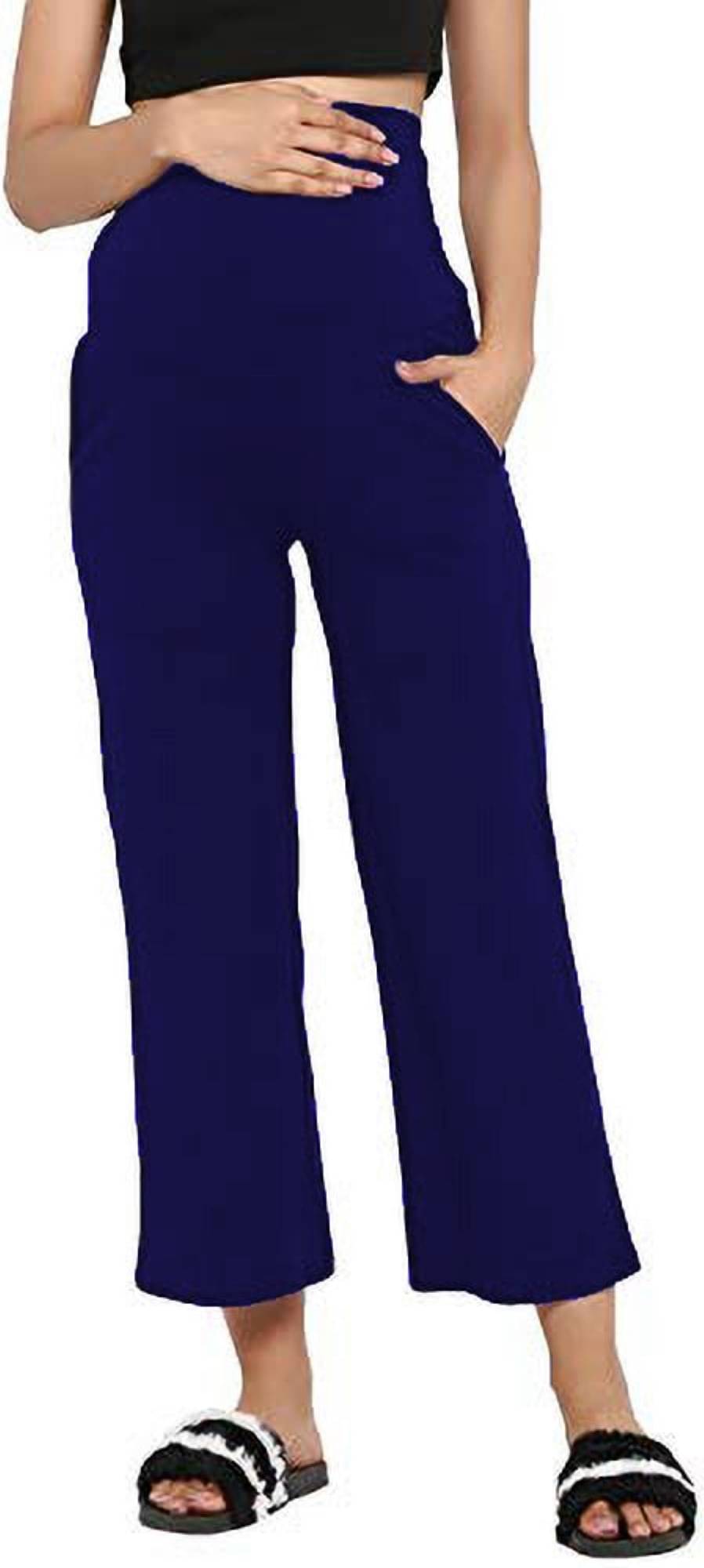     			Reoutlook Pack of 1 Cotton Blend Relaxed Women's Casual Pants ( Blue )