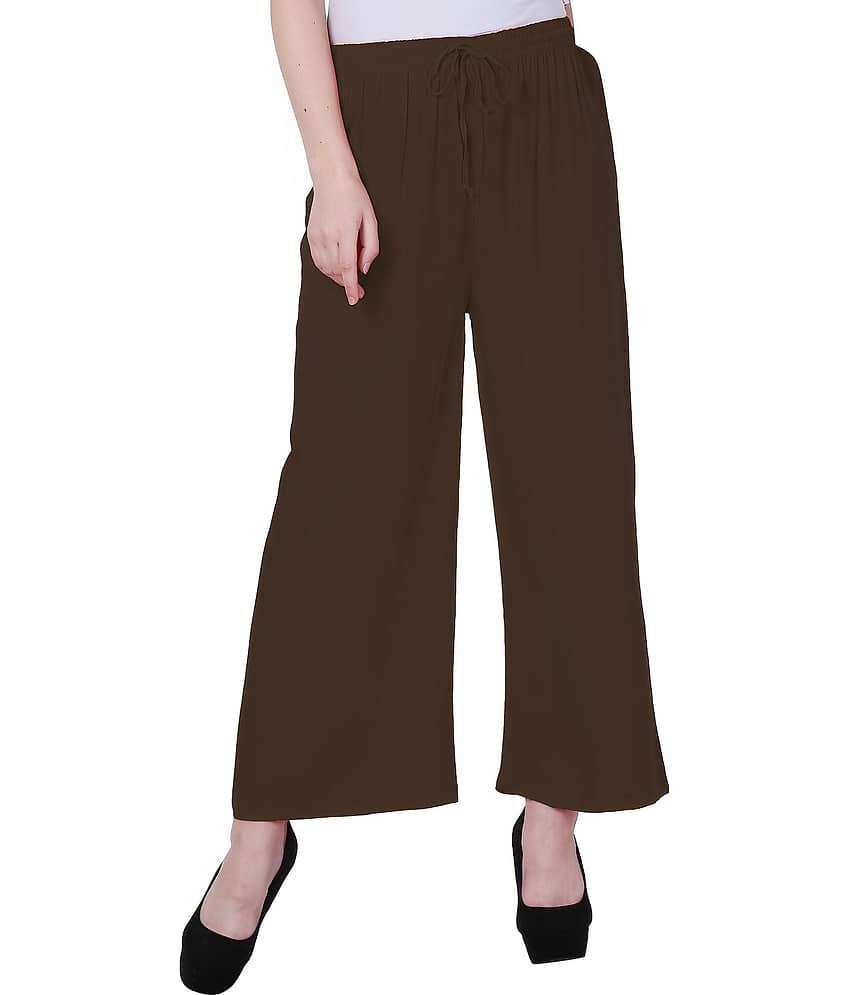 Reoutlook Pack of 1 Lycra Flared Women's Casual Pants ( Brown ) - Trousers | Buy online on ZillyBuy