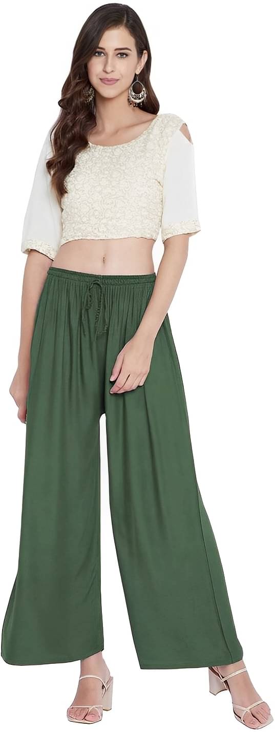     			Reoutlook Pack of 1 Polyester Relaxed Women's Casual Pants ( Green )