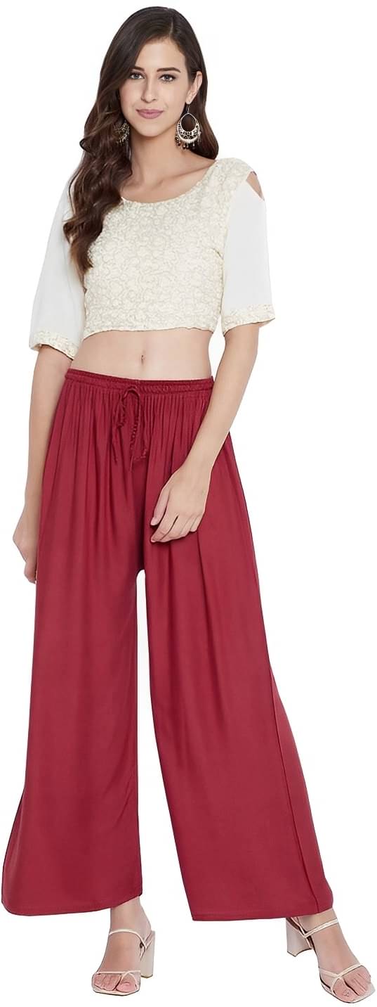     			Reoutlook Pack of 1 Polyester Relaxed Women's Casual Pants ( Red )