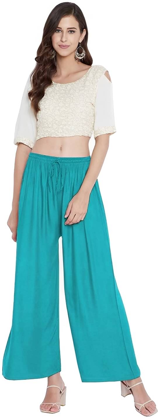     			Reoutlook Pack of 1 Polyester Relaxed Women's Casual Pants ( Light Blue )