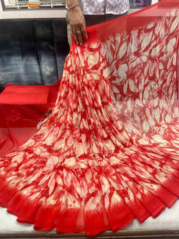Sitanjali Georgette Printed Saree With Unstitched Blouse Piece ( Red ) Sitanjali Georgette Printed Saree With Unstitched Blouse Piece ( Red )