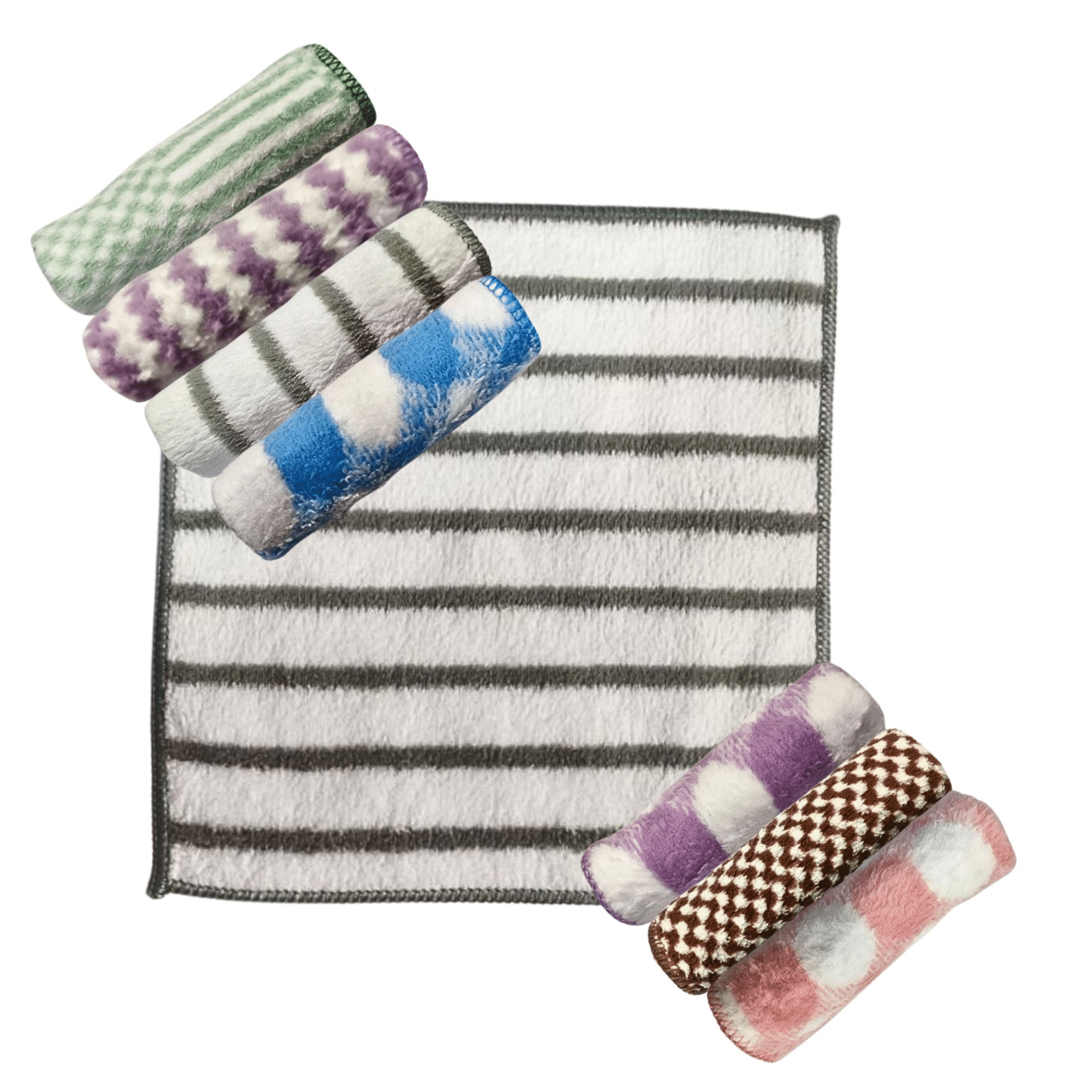     			Super Soft Colourful Microfiber Small Towel Handkerchief (Colour & Print May Vary) (25 x 25 CM) Pack of 8