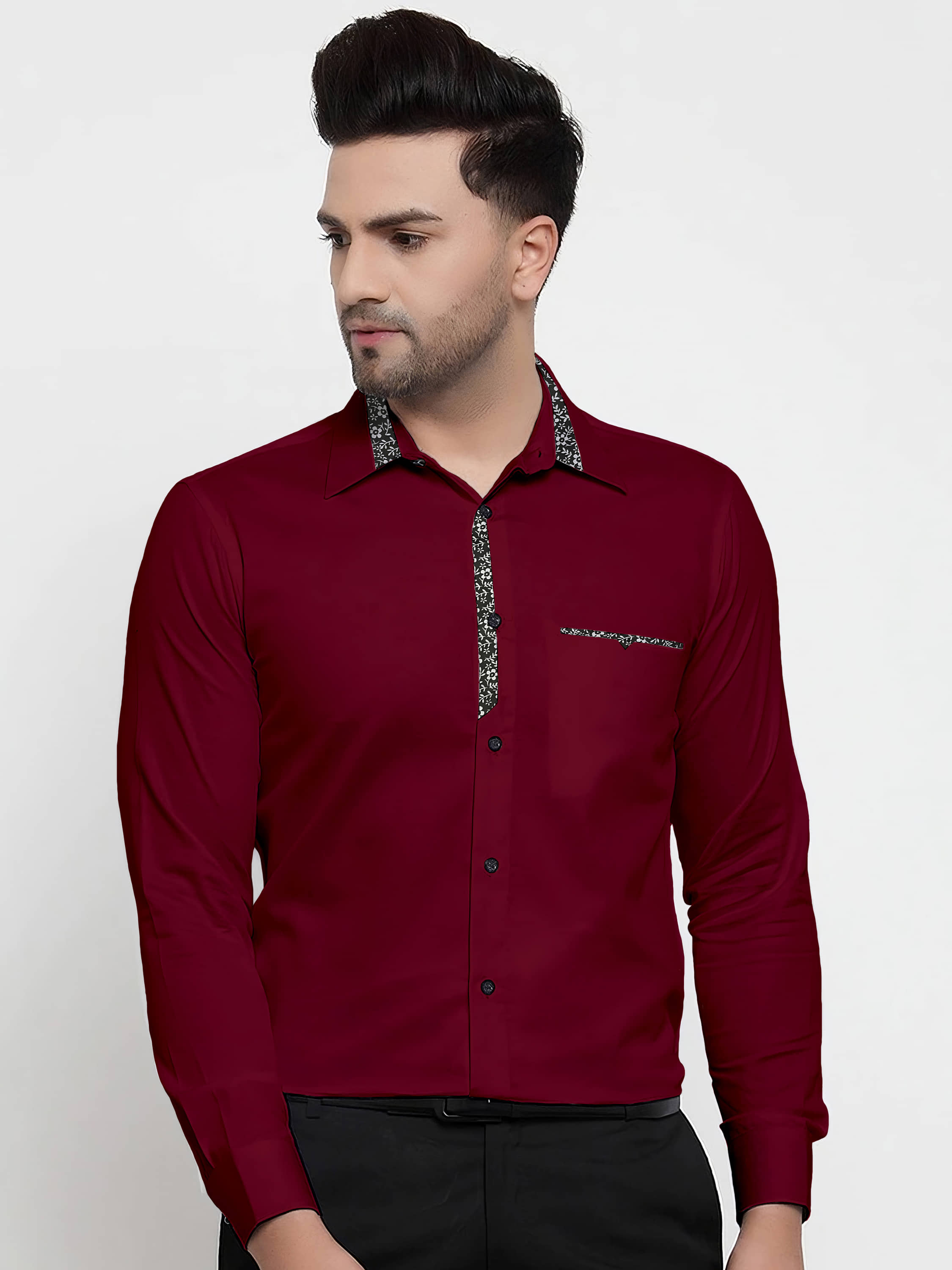 WEBRIC Cotton Blend Regular Fit Full Sleeves Men's Formal Shirt - Maroon ( Pack of 1 )