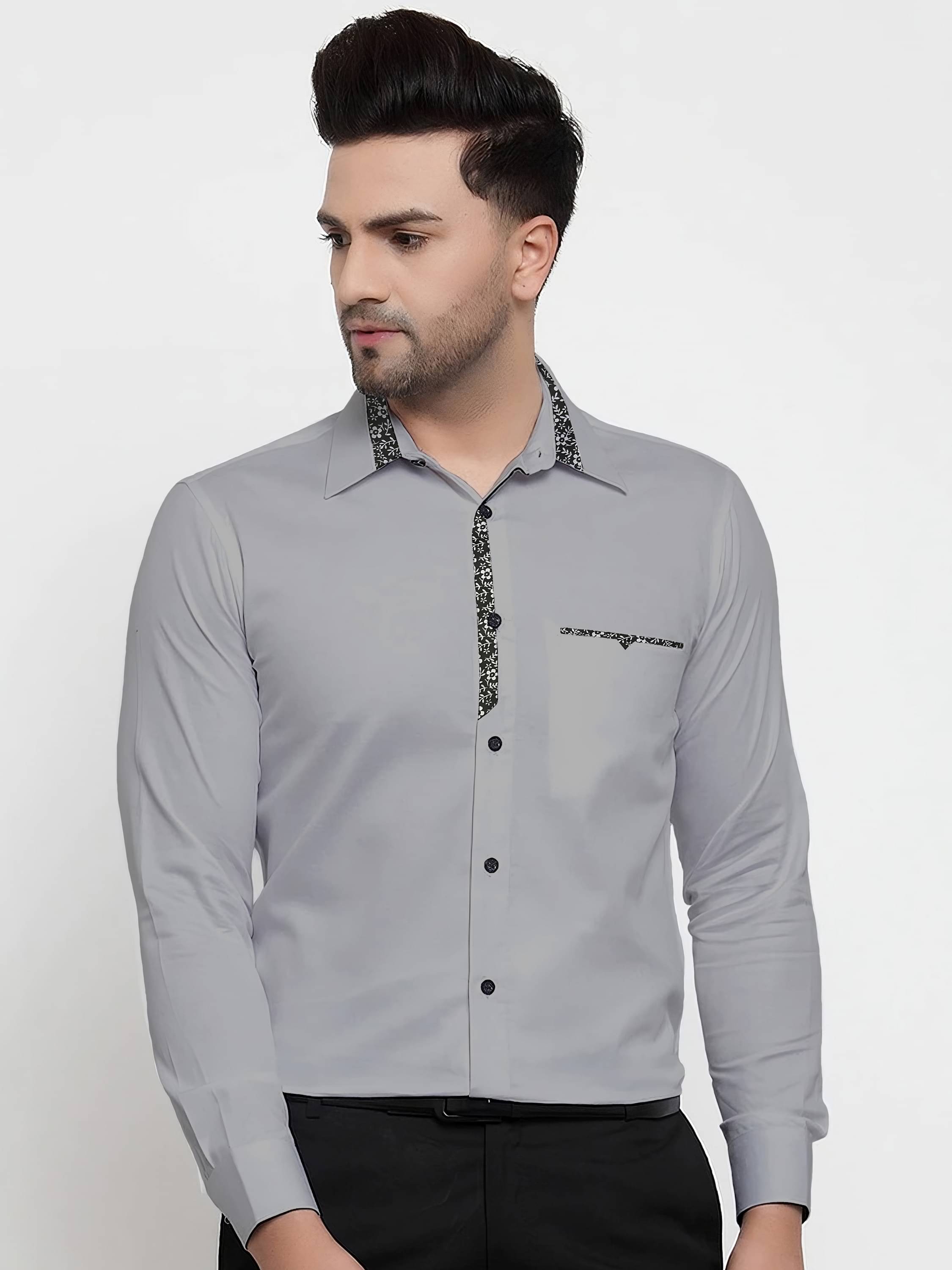 WEBRIC Cotton Blend Regular Fit Full Sleeves Men's Formal Shirt - Light Grey ( Pack of 1 ) WEBRIC Cotton Blend Regular Fit Full Sleeves Men's Formal Shirt - Light Grey ( Pack of 1 )