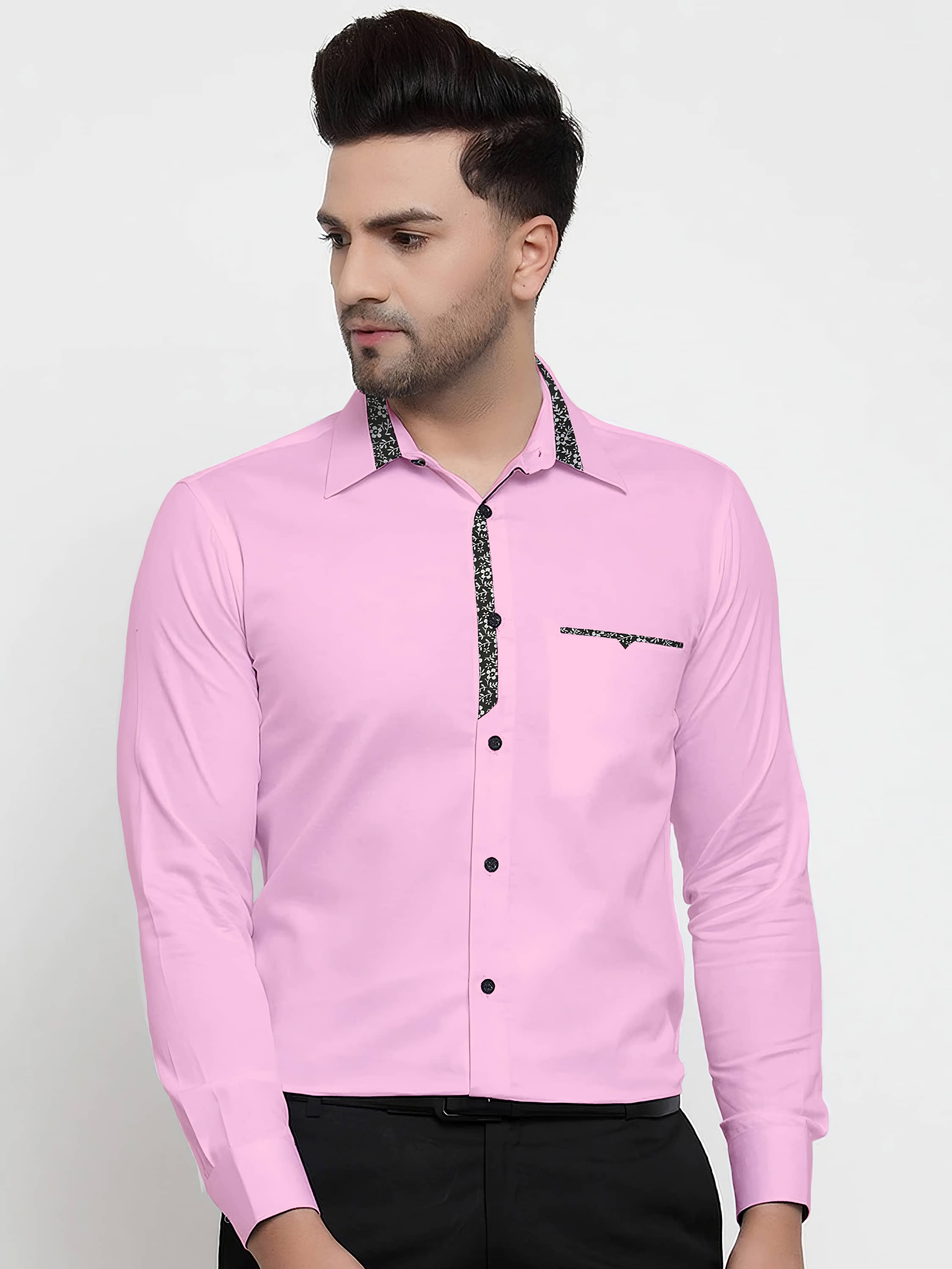 WEBRIC Cotton Blend Regular Fit Full Sleeves Men's Formal Shirt - Pink ( Pack of 1 )
