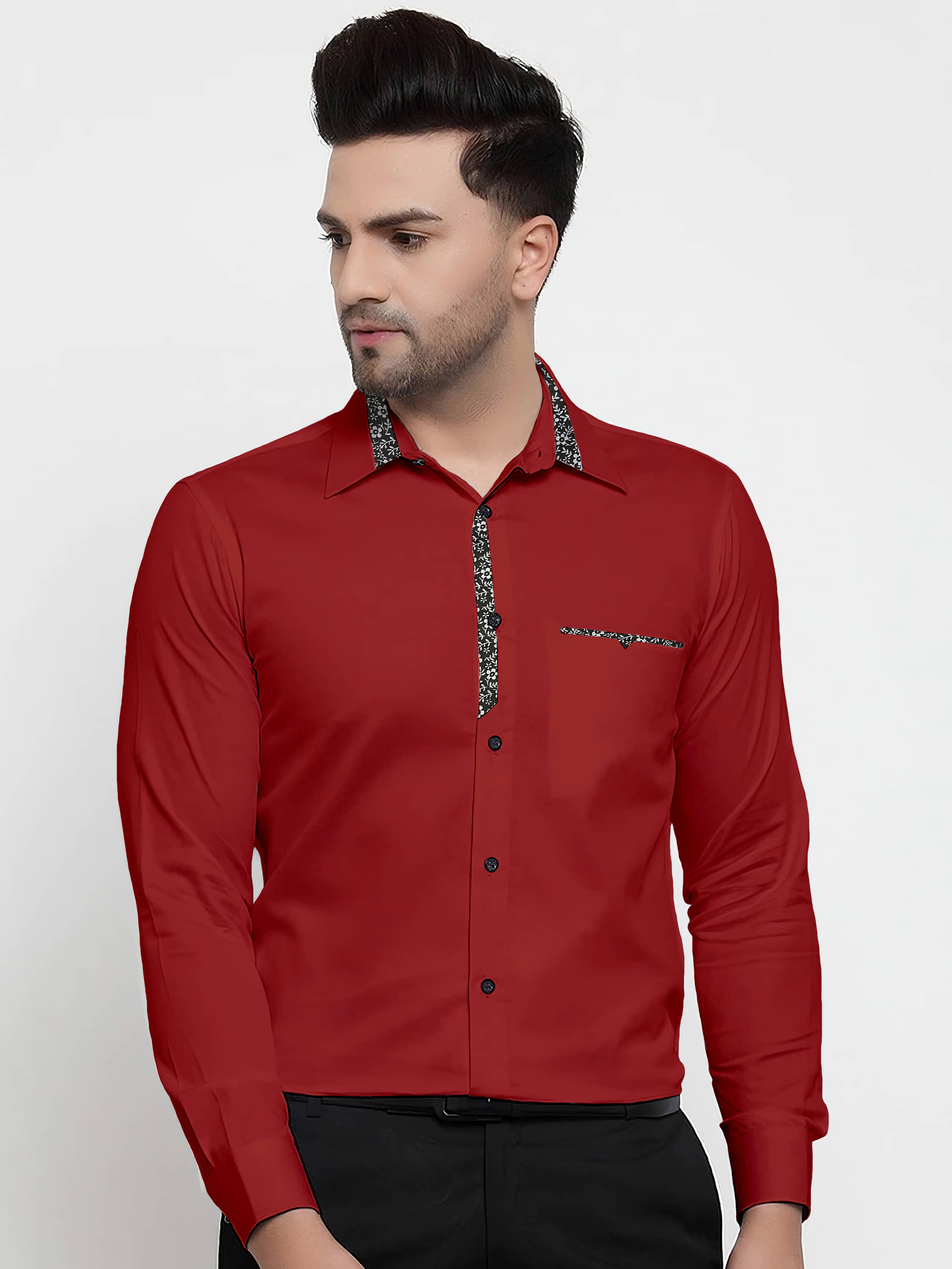 WEBRIC Cotton Blend Regular Fit Full Sleeves Men's Formal Shirt - Red ( Pack of 1 )
