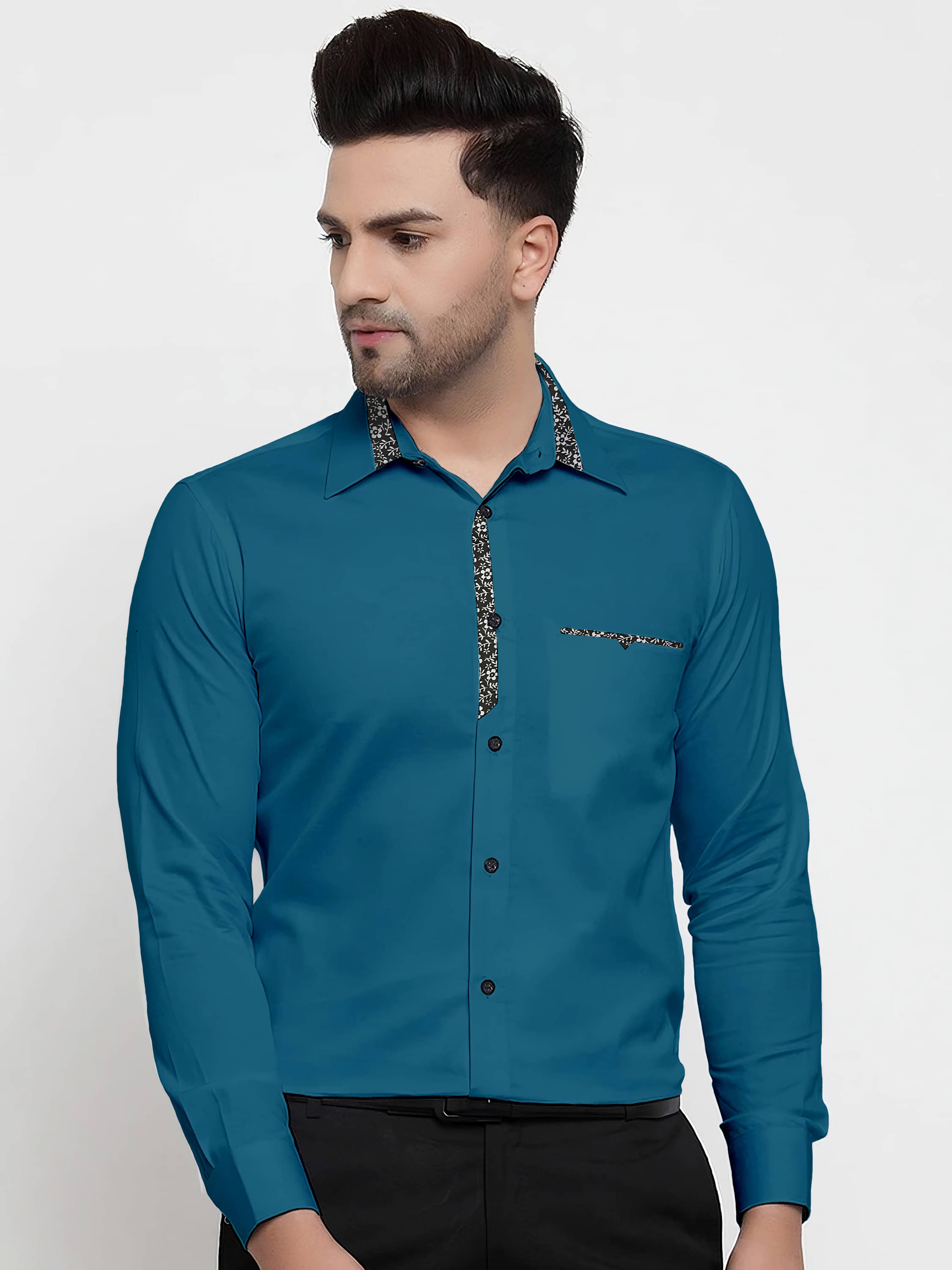 WEBRIC Cotton Blend Regular Fit Full Sleeves Men's Formal Shirt - Teal ( Pack of 1 ) WEBRIC Cotton Blend Regular Fit Full Sleeves Men's Formal Shirt - Teal ( Pack of 1 )