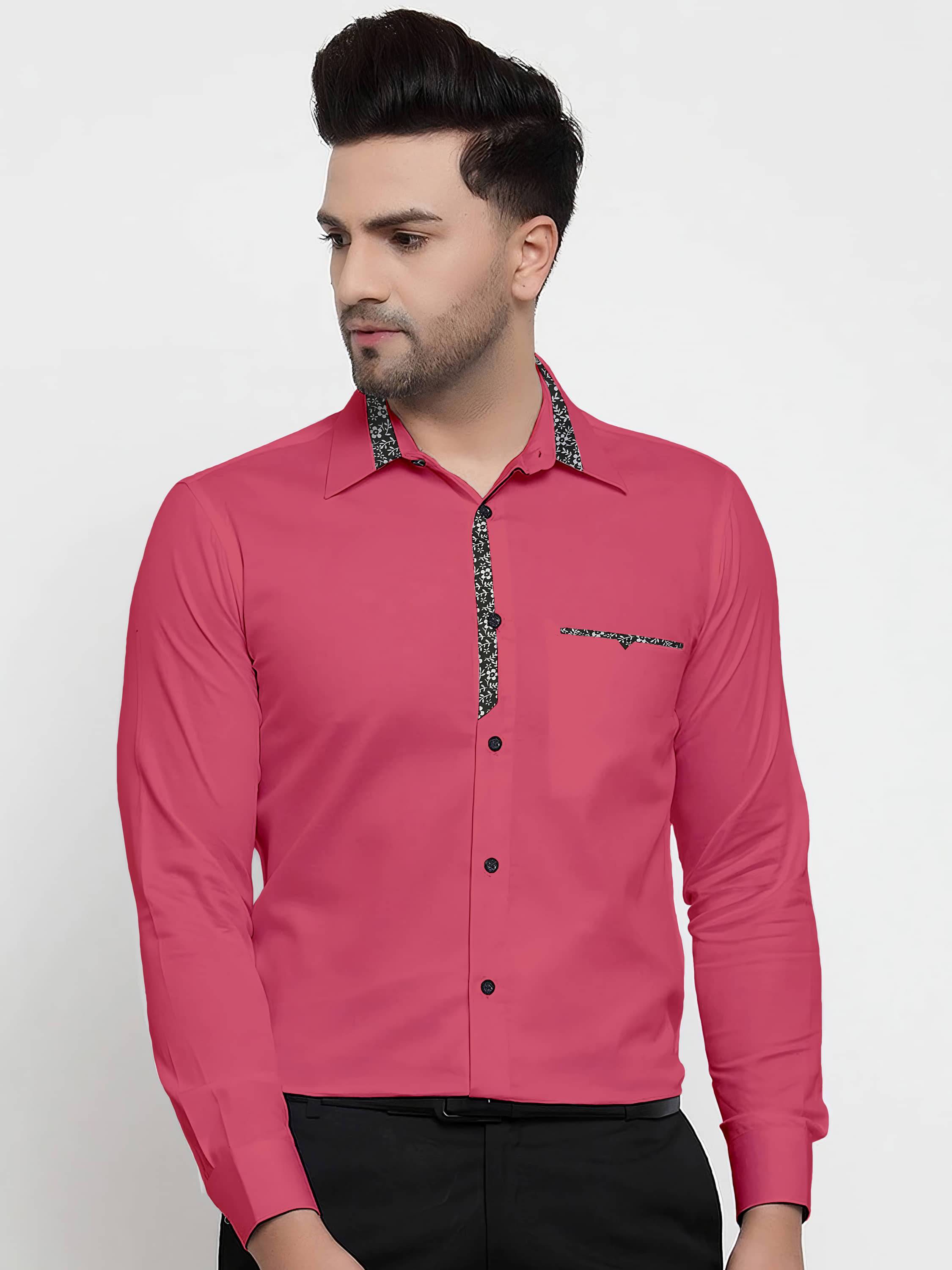 WEBRIC Cotton Blend Regular Fit Full Sleeves Men's Formal Shirt - Fluorescent Pink ( Pack of 1 )