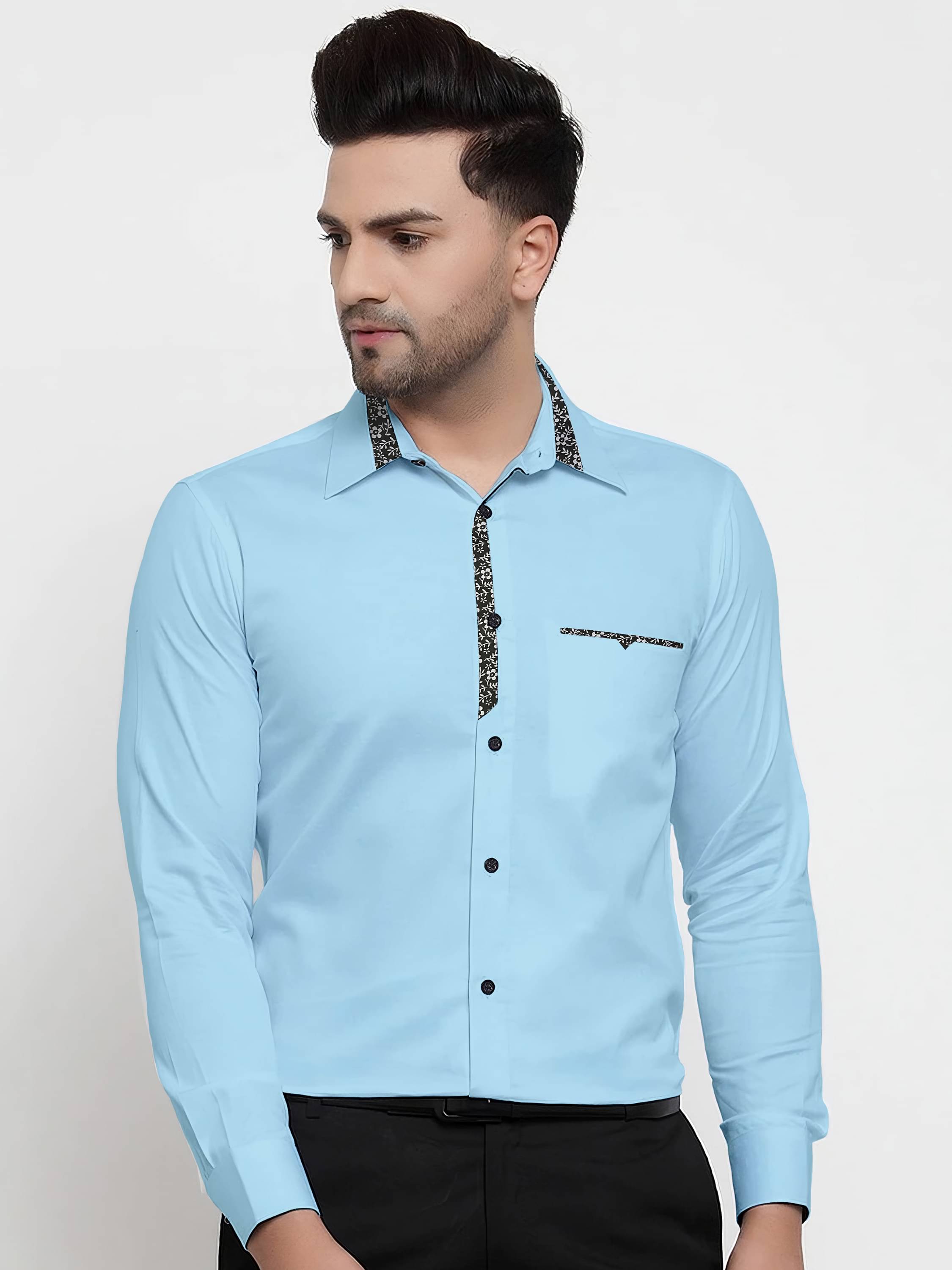 WEBRIC Cotton Blend Regular Fit Full Sleeves Men's Formal Shirt - Turquoise ( Pack of 1 ) WEBRIC Cotton Blend Regular Fit Full Sleeves Men's Formal Shirt - Turquoise ( Pack of 1 )