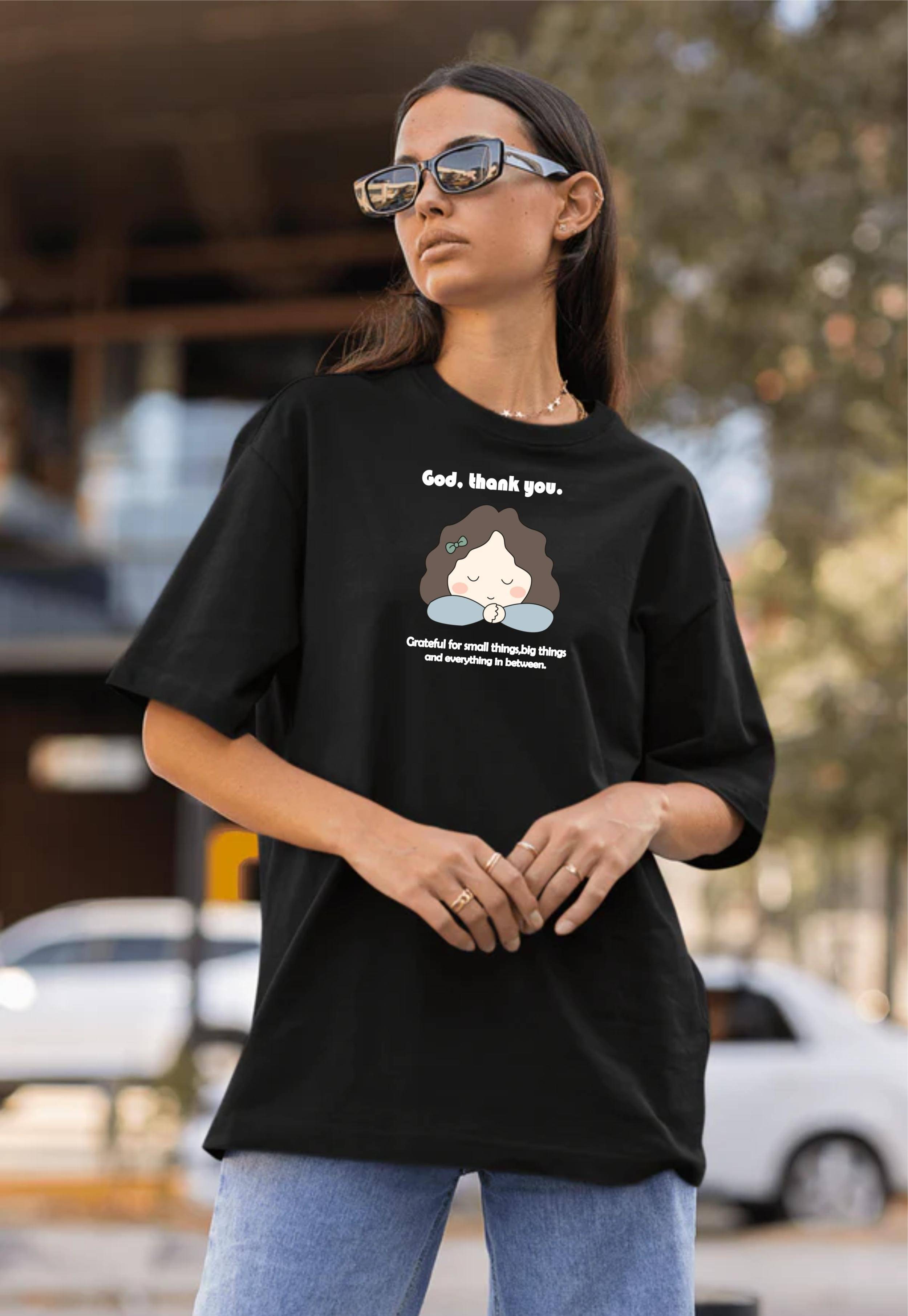 ekadravin Women Cotton Printed Oversized Fit Round Neck T-Shirt ( Black ) ekadravin Women Cotton Printed Oversized Fit Round Neck T-Shirt ( Black )