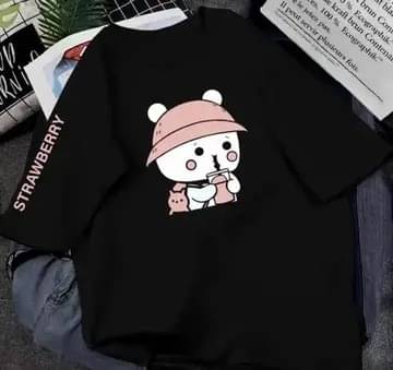 ekadravin Women Cotton Printed Oversized Fit Round Neck T-Shirt ( Black ) ekadravin Women Cotton Printed Oversized Fit Round Neck T-Shirt ( Black )