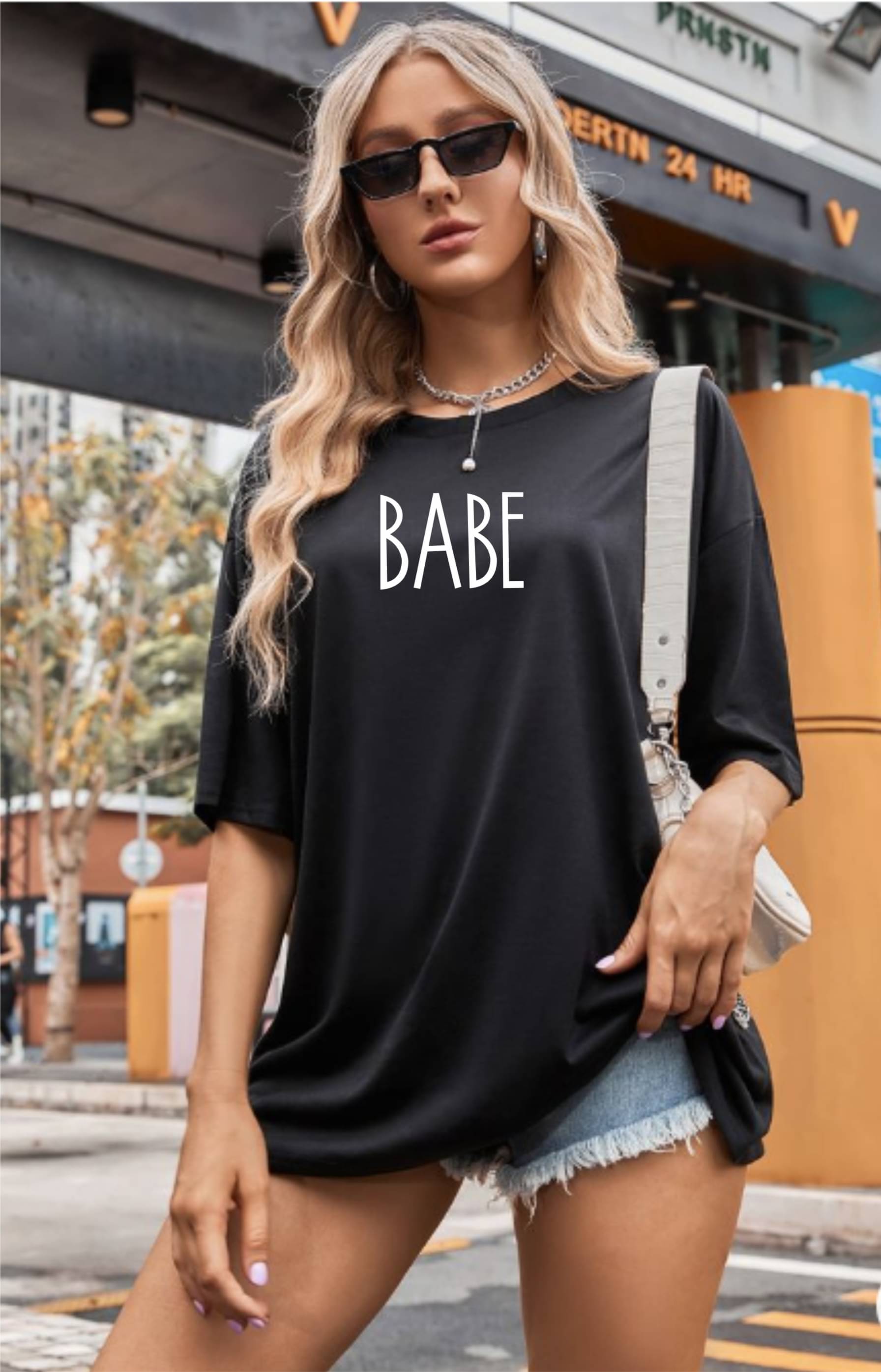ekadravin Women Cotton Printed Oversized Fit Round Neck T-Shirt ( Black )     			ekadravin Women Cotton Printed Oversized Fit Round Neck T-Shirt ( Black )