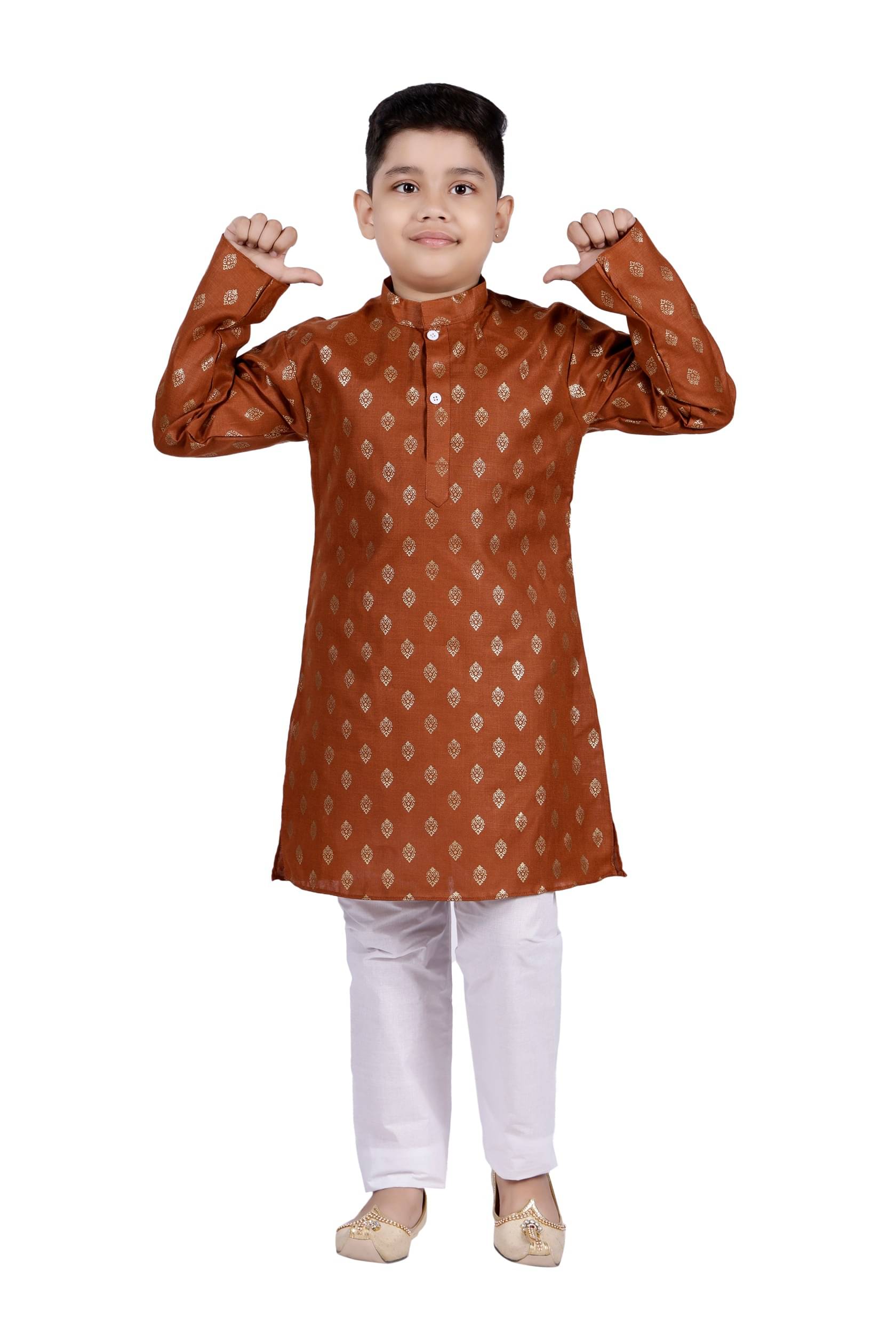 s muktar garments Baby Boys Cotton Brown,White,Purple Kurta Pyjama Set ( Pack of 1 ) s muktar garments Baby Boys Cotton Brown,White,Purple Kurta Pyjama Set ( Pack of 1 )