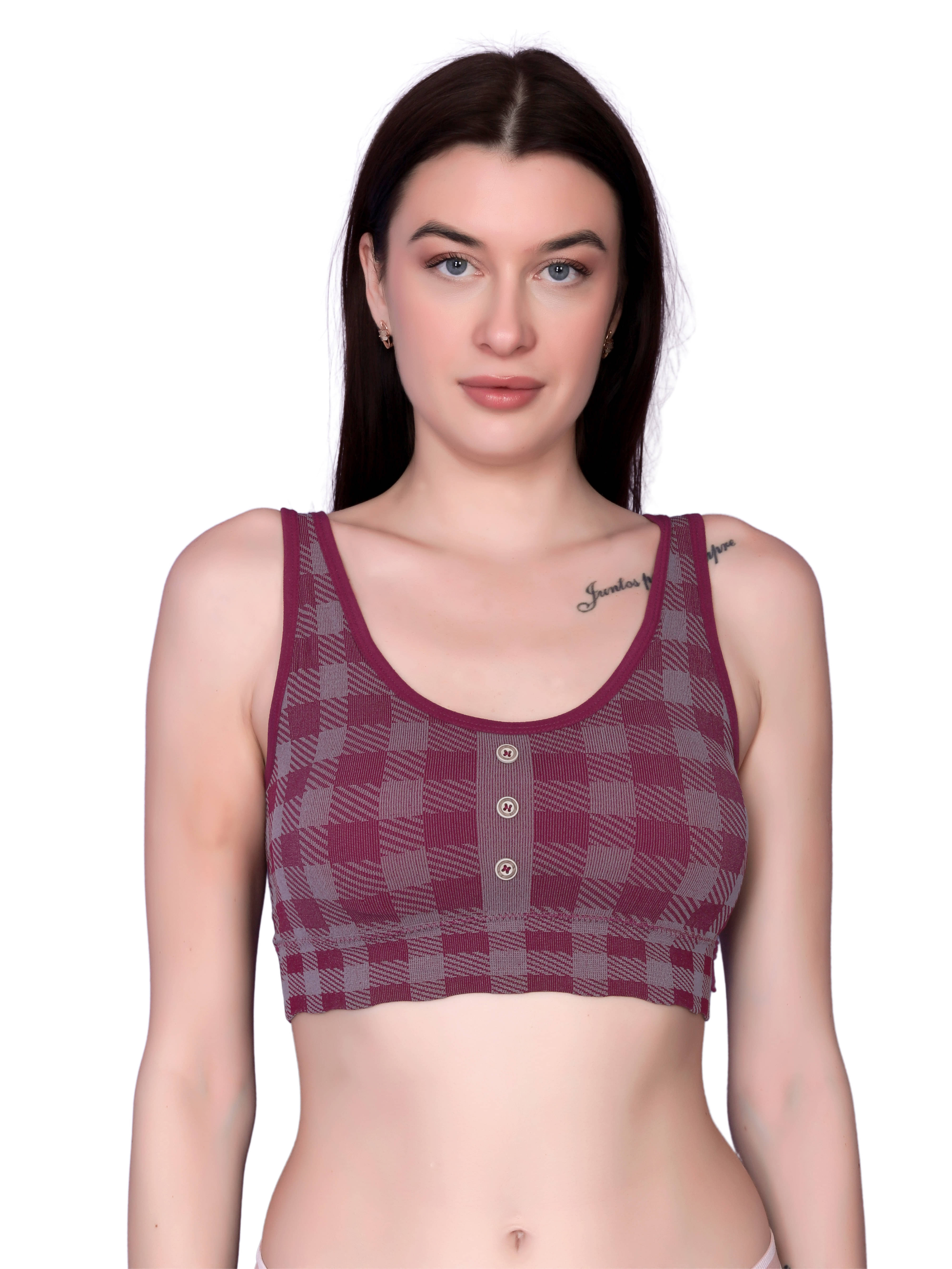 3Mads Pack of 1 Nylon Lightly Padded Racerback bra For Women ( Maroon ) 3Mads Pack of 1 Nylon Lightly Padded Racerback bra For Women ( Maroon )