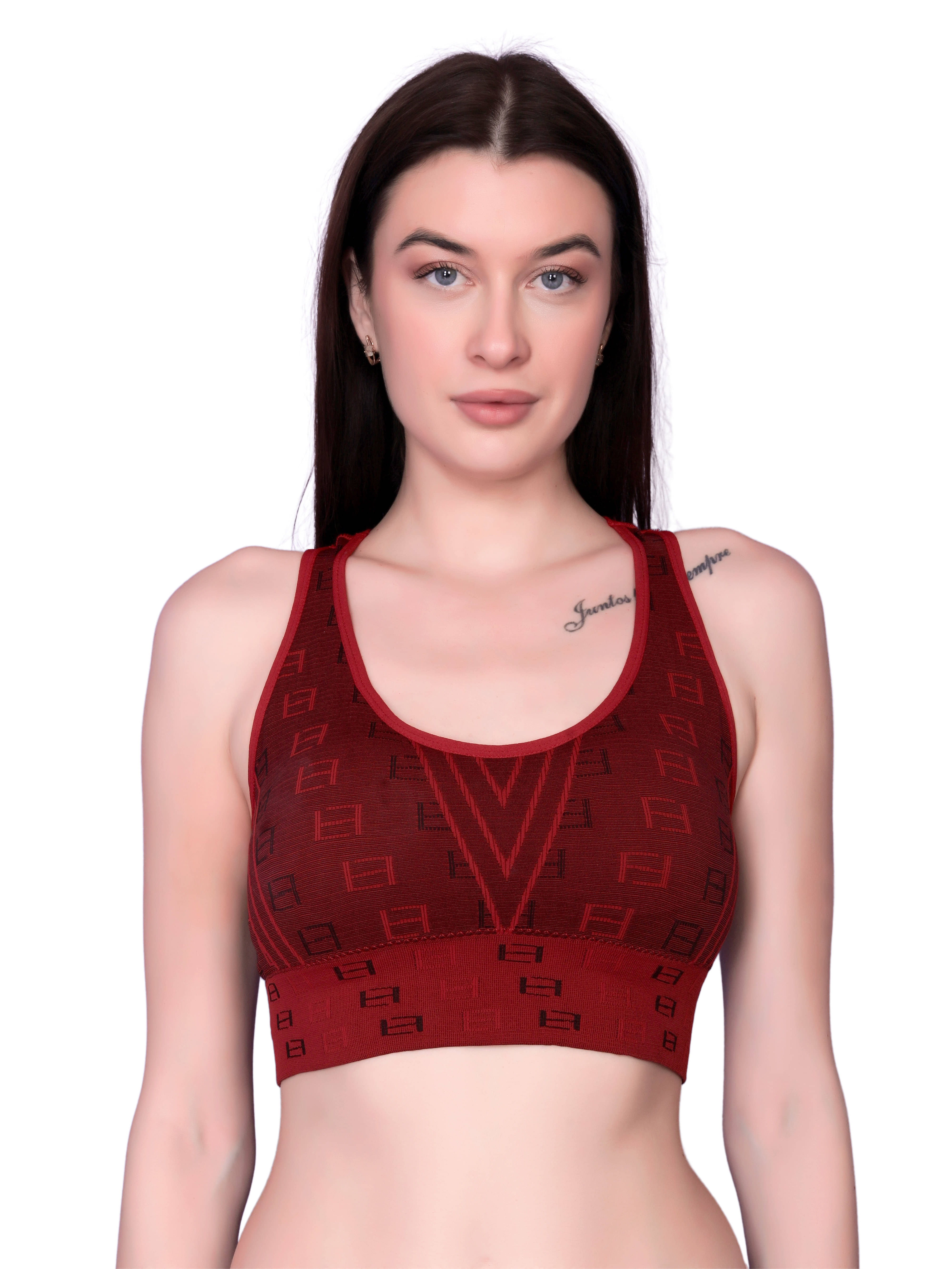 3Mads Pack of 1 Nylon Lightly Padded Racerback bra For Women ( Red ) 3Mads Pack of 1 Nylon Lightly Padded Racerback bra For Women ( Red )