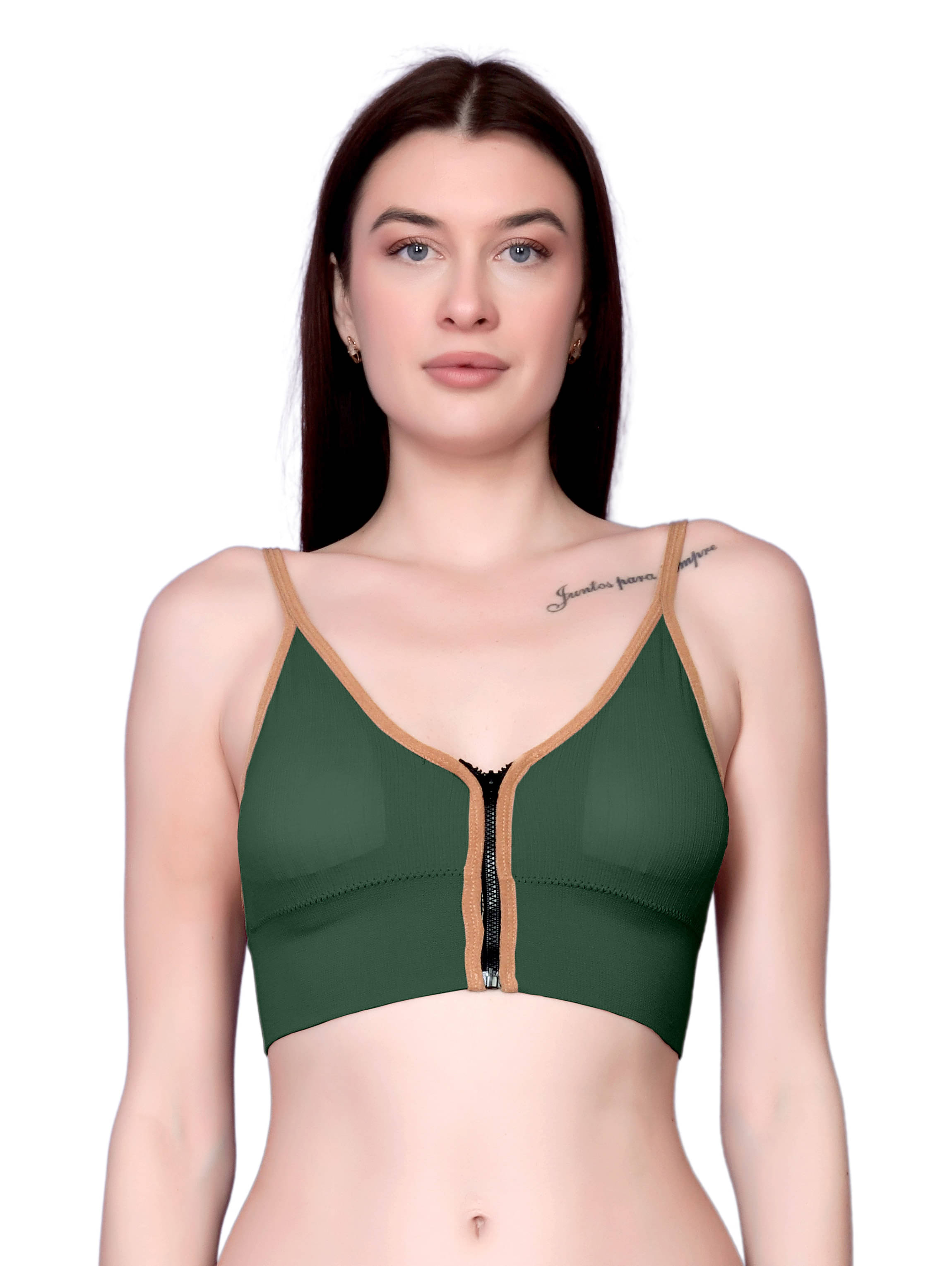3Mads Pack of 1 Nylon Lightly Padded Bralette Bra For Women ( Green ) 3Mads Pack of 1 Nylon Lightly Padded Bralette Bra For Women ( Green )