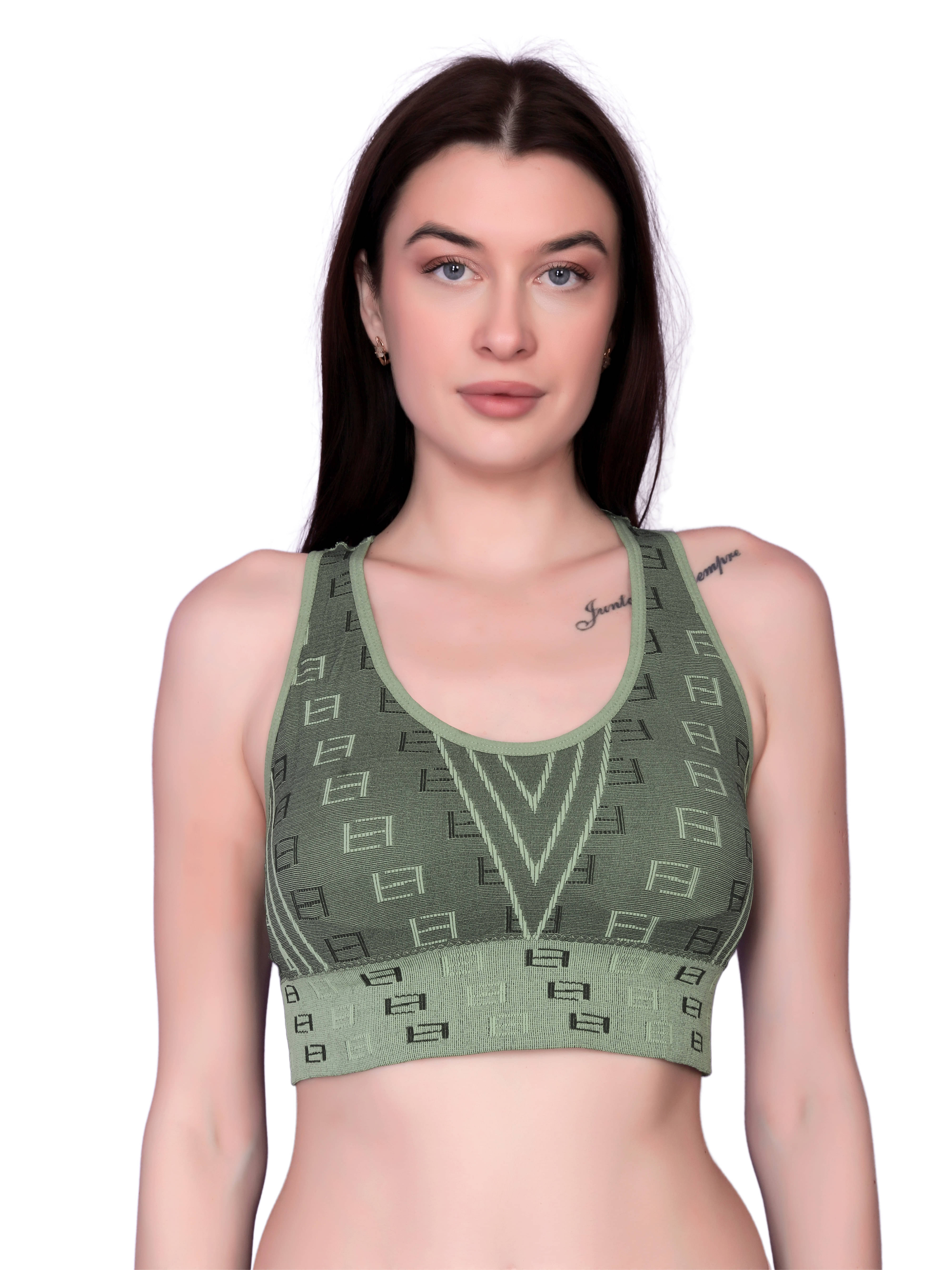 3Mads Pack of 1 Nylon Lightly Padded Racerback bra For Women ( Green ) 3Mads Pack of 1 Nylon Lightly Padded Racerback bra For Women ( Green )