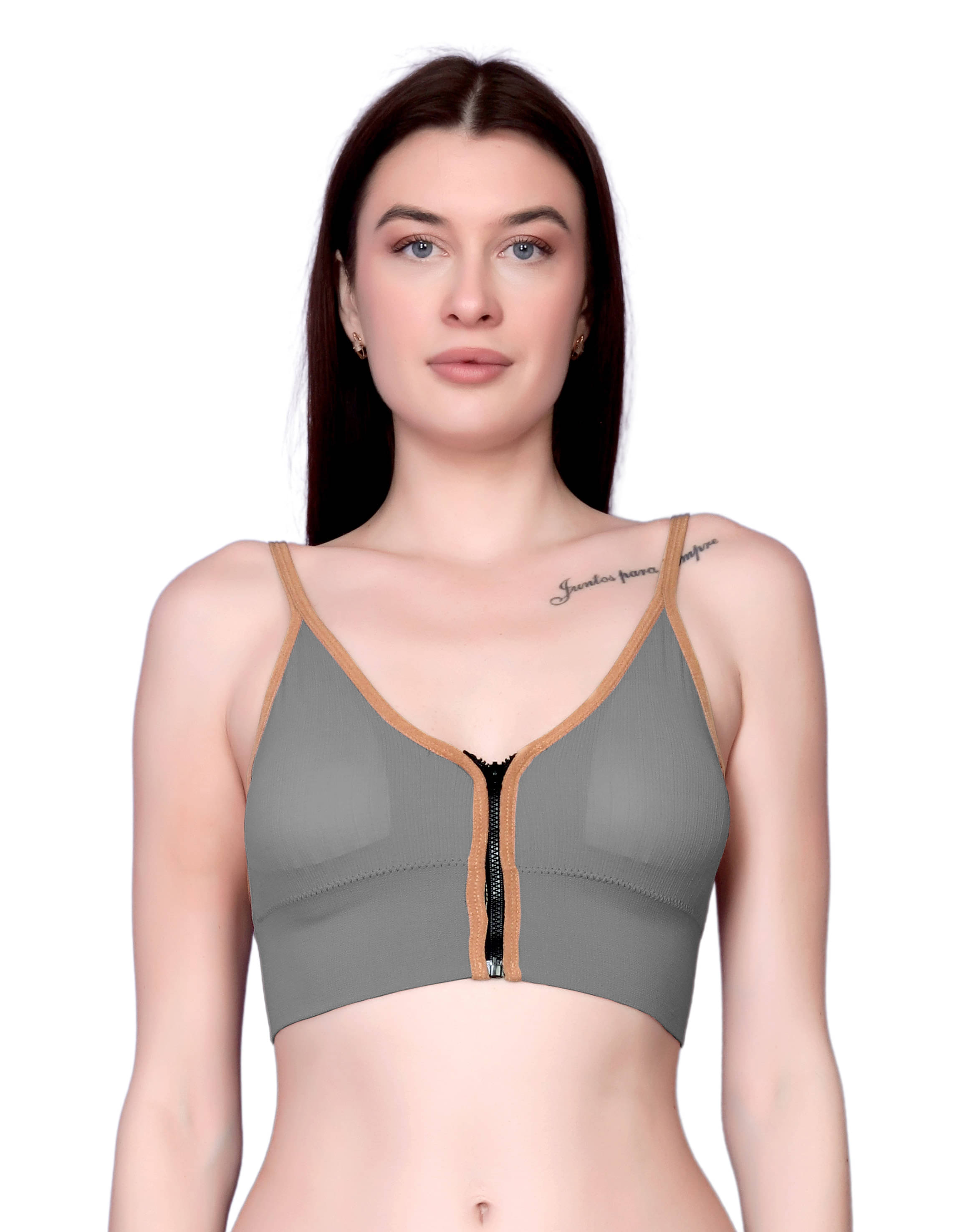 3Mads Pack of 1 Nylon Lightly Padded Bralette Bra For Women ( Light Grey ) 3Mads Pack of 1 Nylon Lightly Padded Bralette Bra For Women ( Light Grey )