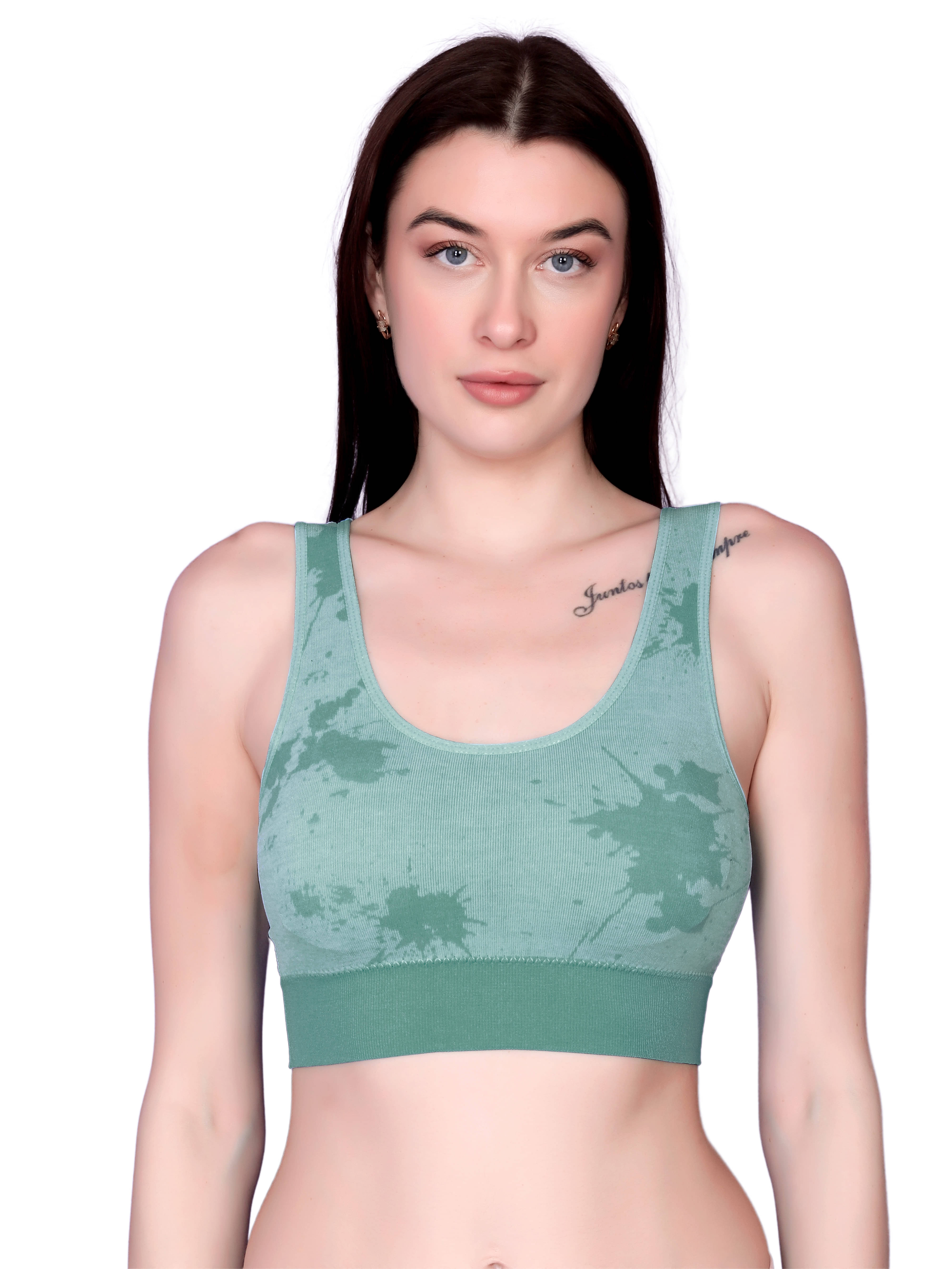     			3Mads Pack of 1 Nylon Lightly Padded Everyday Bra For Women ( Green )