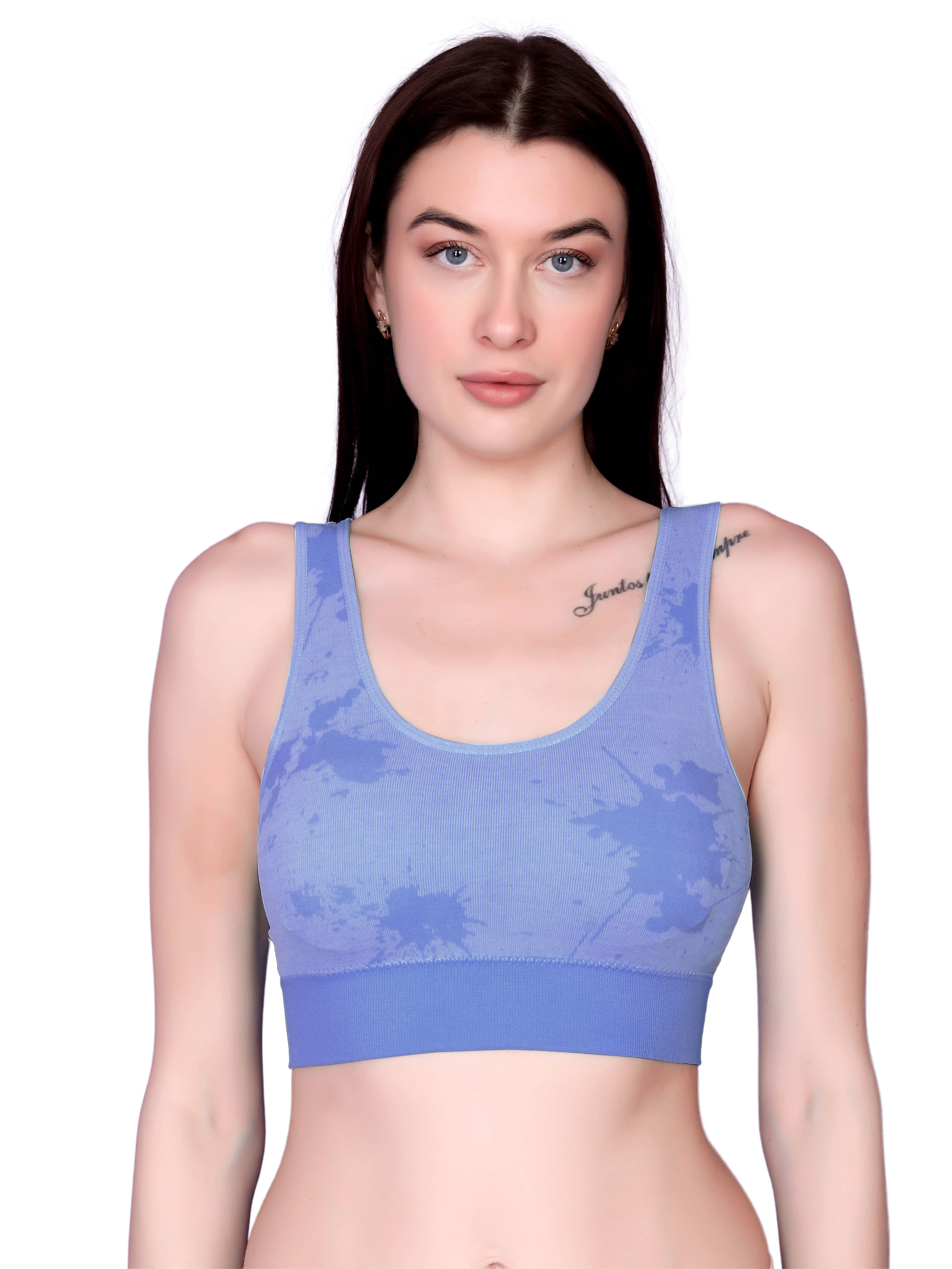3Mads Pack of 1 Nylon Lightly Padded Everyday Bra For Women ( Blue ) 3Mads Pack of 1 Nylon Lightly Padded Everyday Bra For Women ( Blue )