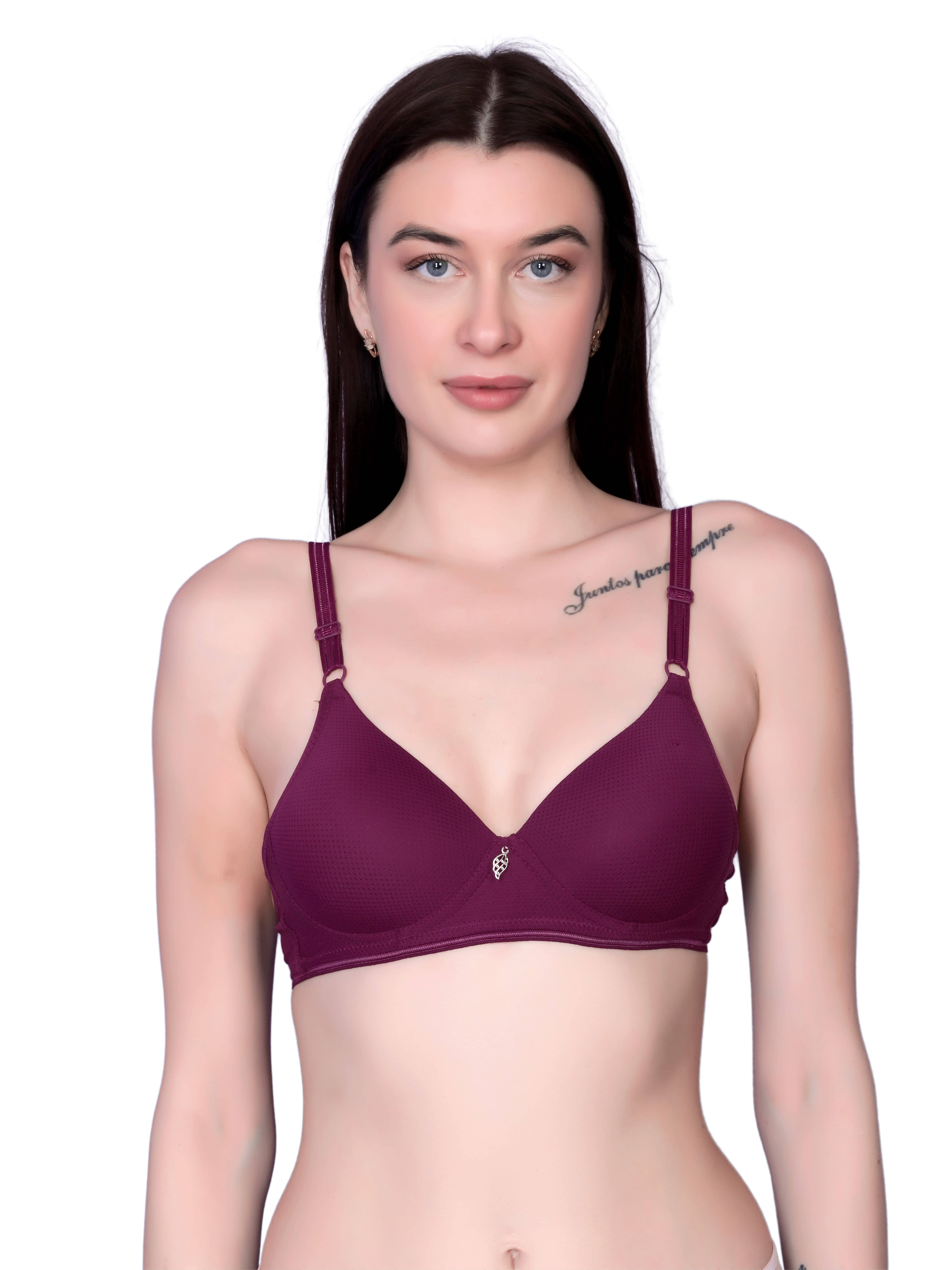 3Mads Pack of 1 Nylon Lightly Padded T-Shirt Bra For Women ( Maroon ) 3Mads Pack of 1 Nylon Lightly Padded T-Shirt Bra For Women ( Maroon )
