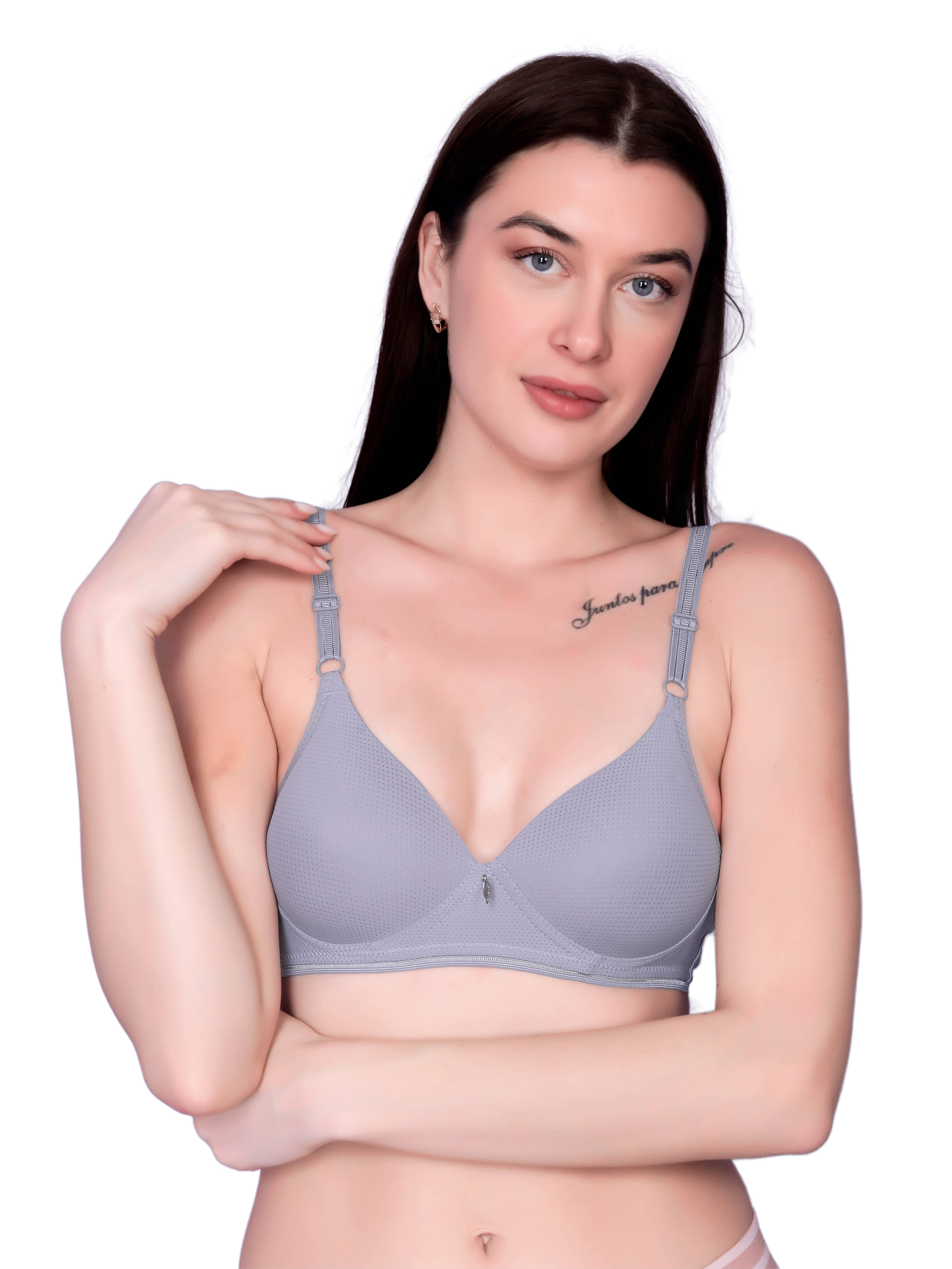 3Mads Pack of 1 Nylon Lightly Padded T-Shirt Bra For Women ( Light Grey ) 3Mads Pack of 1 Nylon Lightly Padded T-Shirt Bra For Women ( Light Grey )