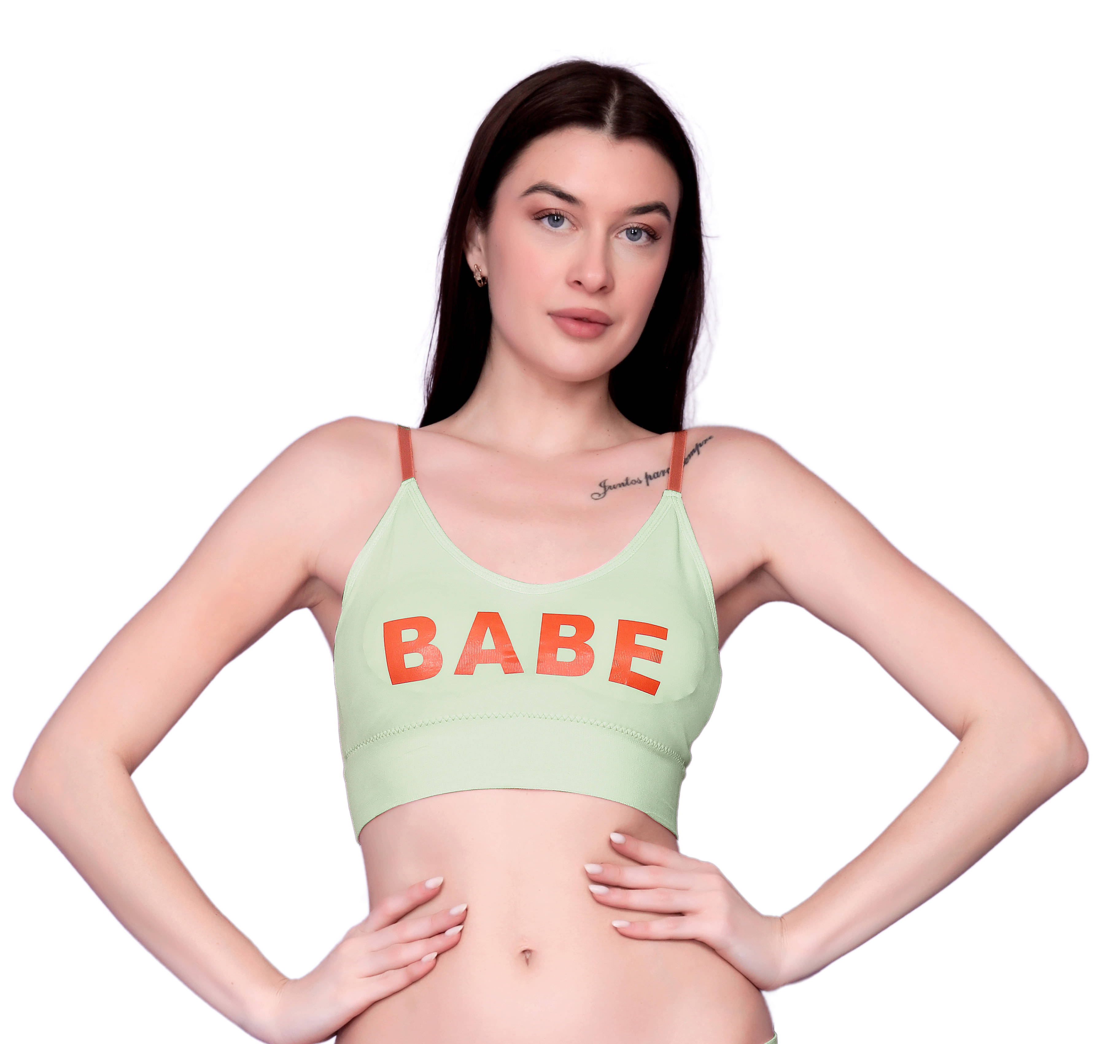     			3Mads Pack of 1 Nylon Lightly Padded Everyday Bra For Women ( Sea Green )