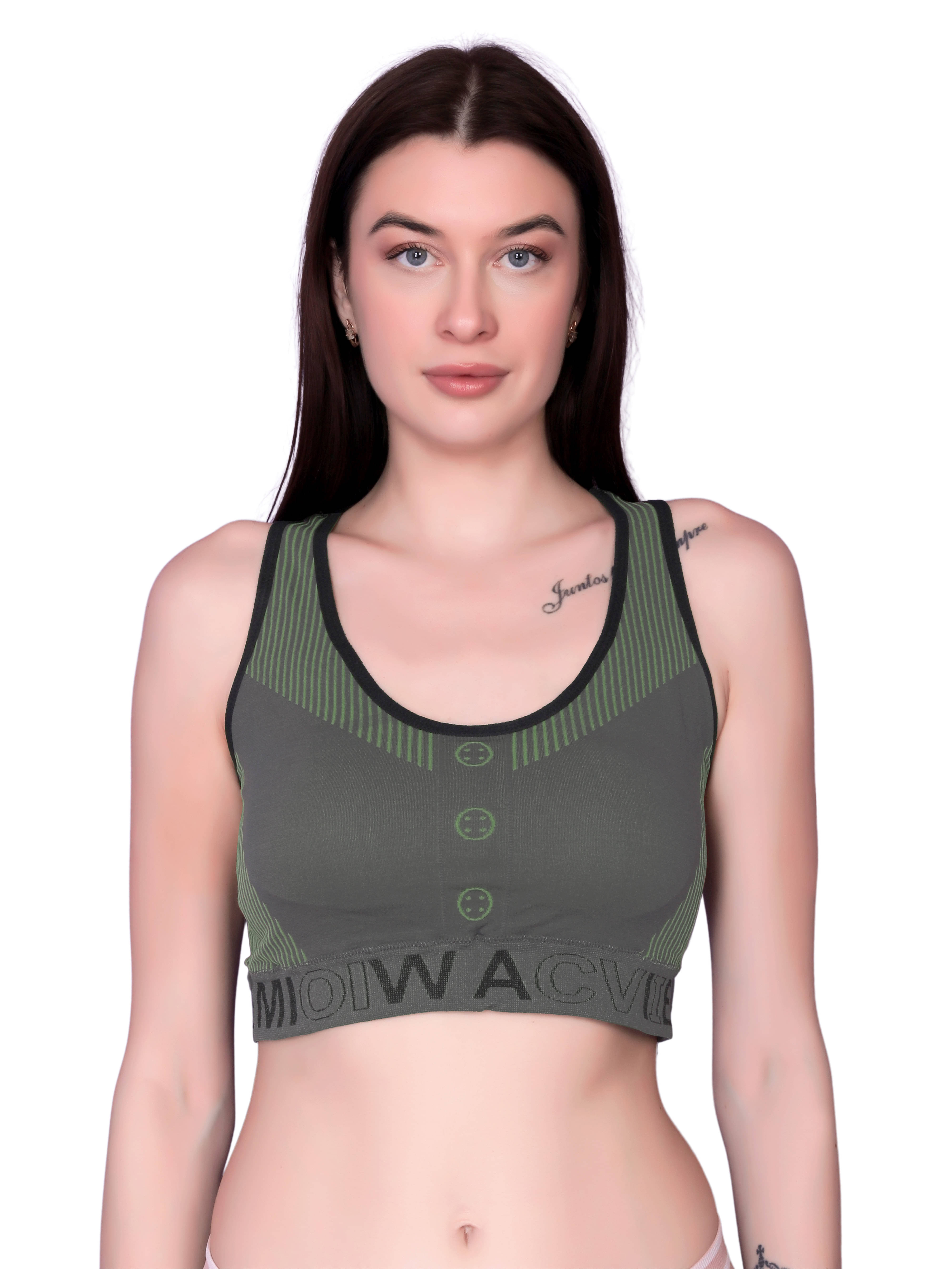 3Mads Pack of 1 Nylon Lightly Padded Racerback bra For Women ( Green ) 3Mads Pack of 1 Nylon Lightly Padded Racerback bra For Women ( Green )