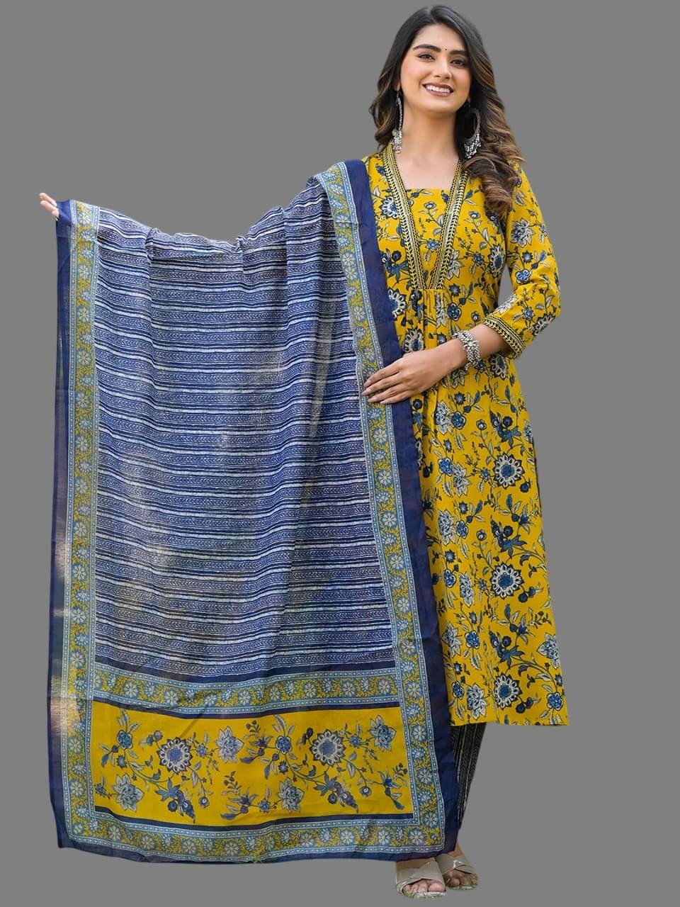 A TO Z CART Women Cotton Blend Printed Straight Kurti With Pants ( Yellow ) A TO Z CART Women Cotton Blend Printed Straight Kurti With Pants ( Yellow )