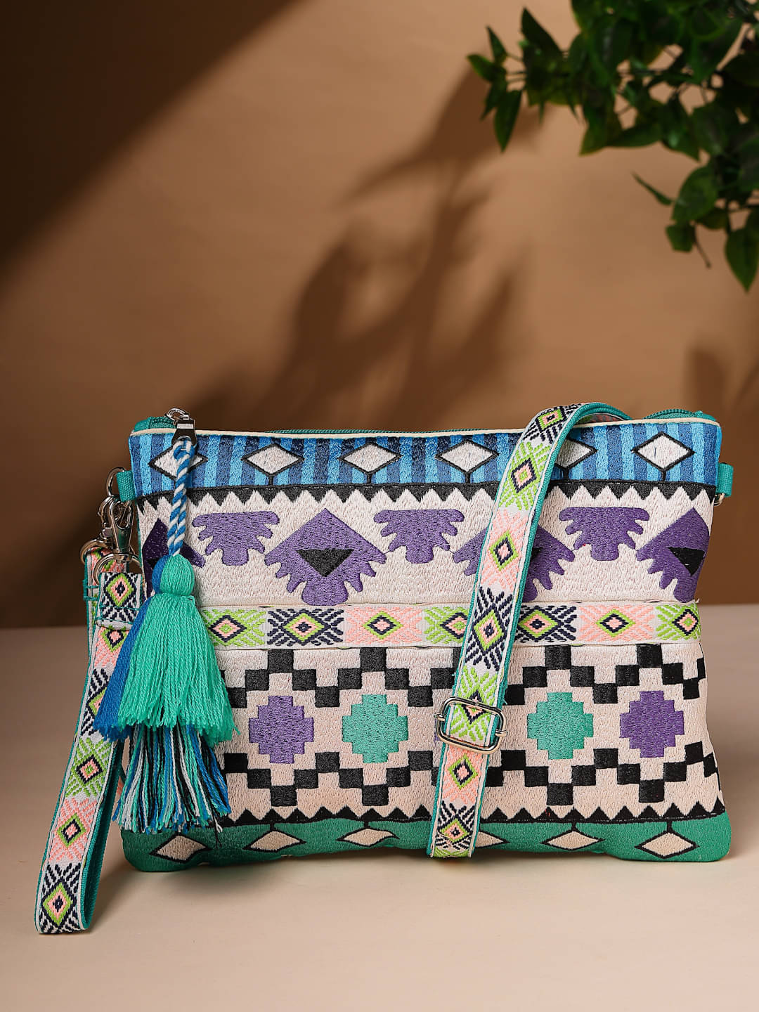     			Anekaant Sling Bag Polyster Set of 1 ( Turquoise )