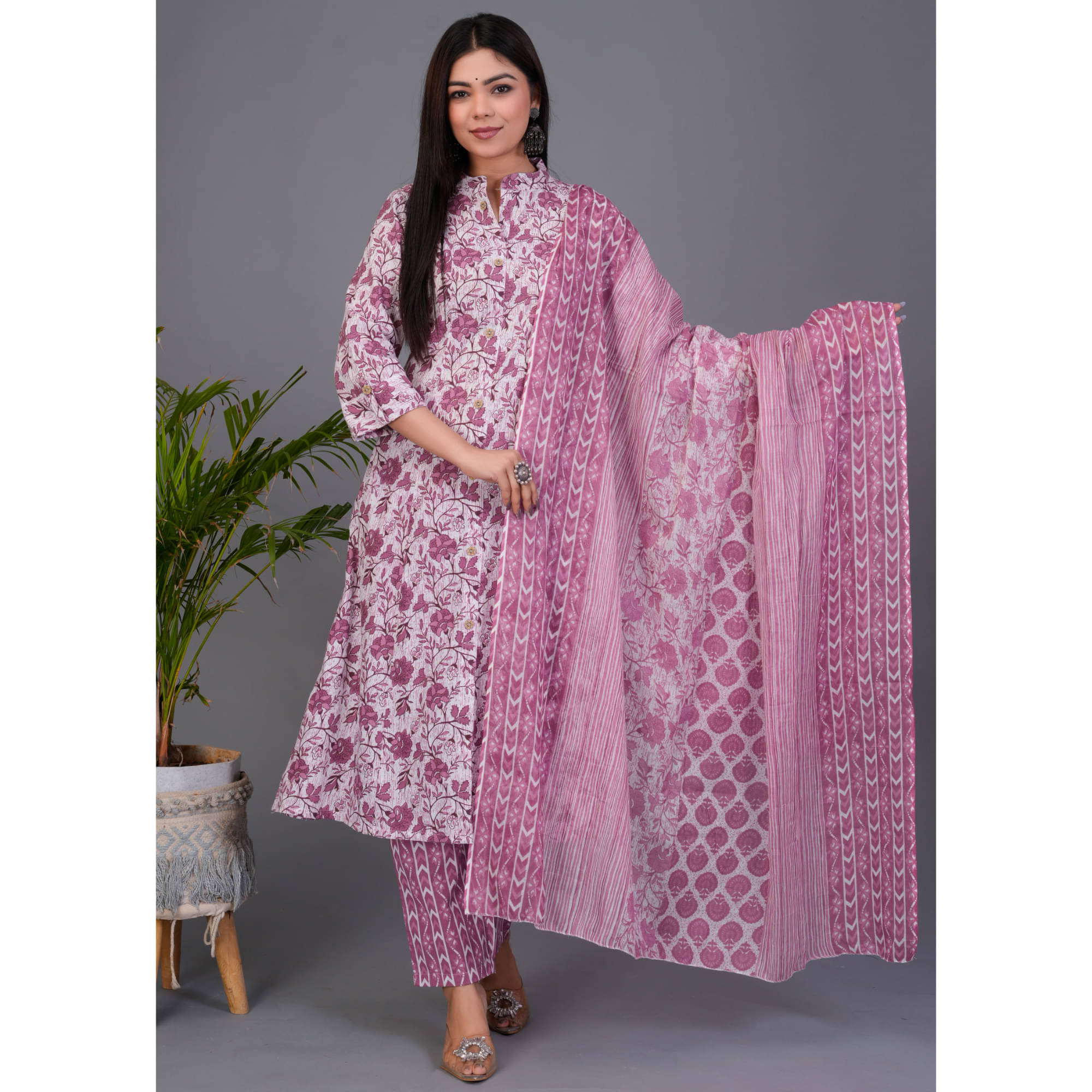 Avnii Cotton Printed Kurti With Pants Women's Stitched Salwar Suit - Pink ( Pack of 1 ) Avnii Cotton Printed Kurti With Pants Women's Stitched Salwar Suit - Pink ( Pack of 1 )