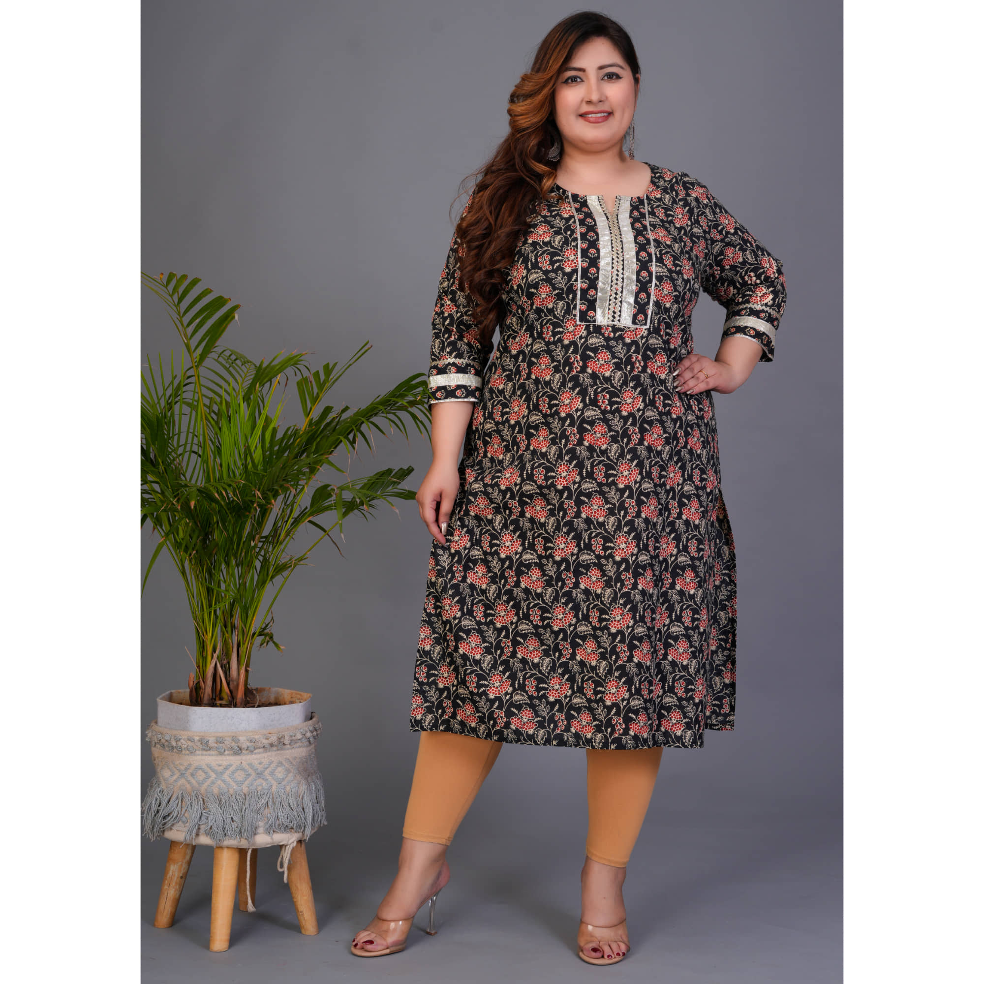 Avnii Pack of 1 Cotton Printed Straight Women's Kurti - ( Black ) - Kurtis, Tunics | Buy online on ZillyBuy