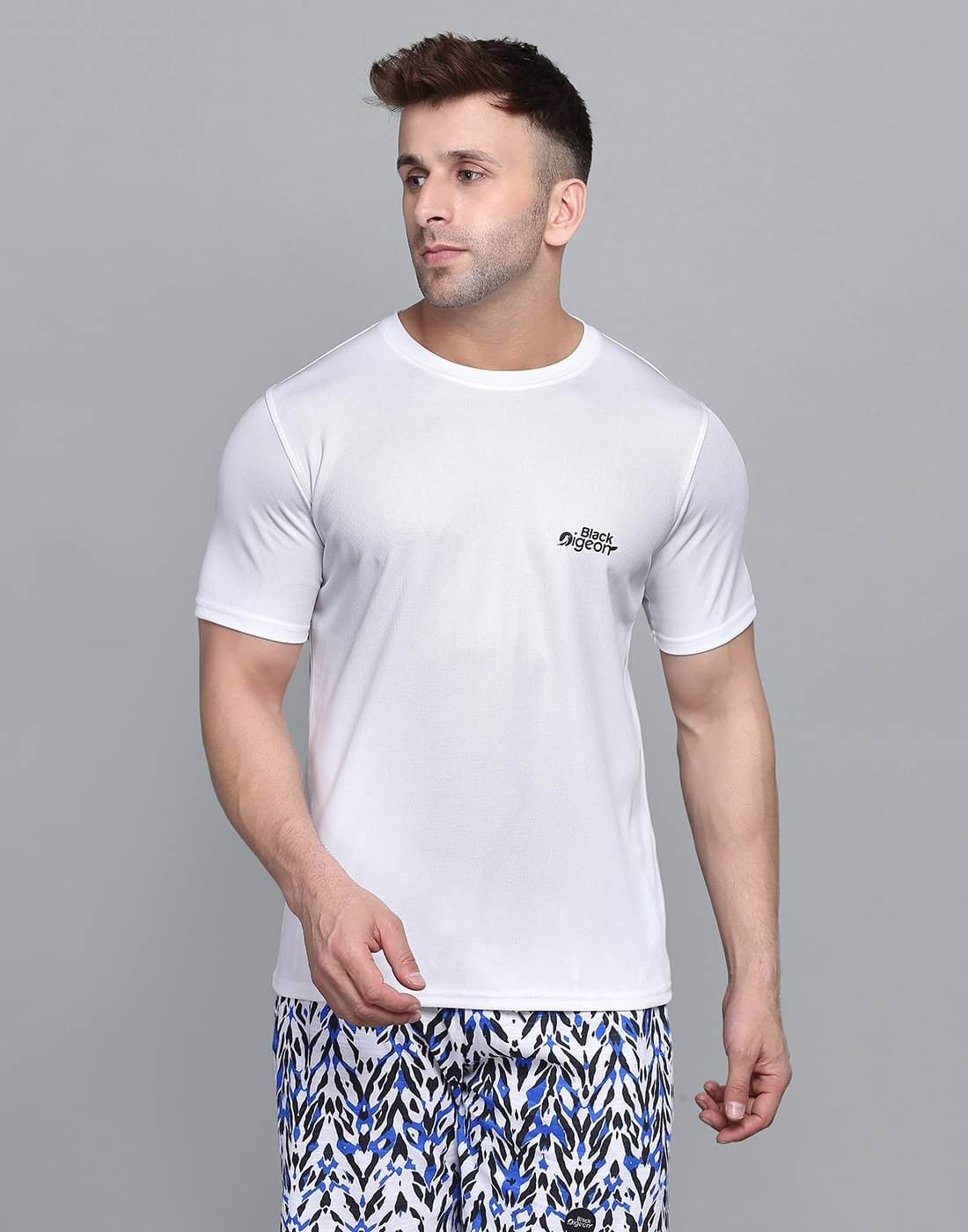 Black Pigeon Polyester Regular Fit Solid Half Sleeves Men's Round T-Shirt - White ( Pack of 1 ) Black Pigeon Polyester Regular Fit Solid Half Sleeves Men's Round T-Shirt - White ( Pack of 1 )