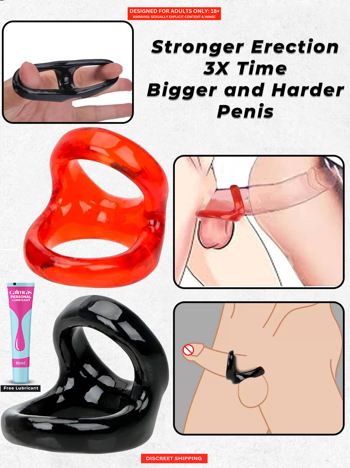 Buy Online Ejaculation Control Ring-Silicone Material and Stretchable Penis Ring For Men with Free Kaamraj Lube