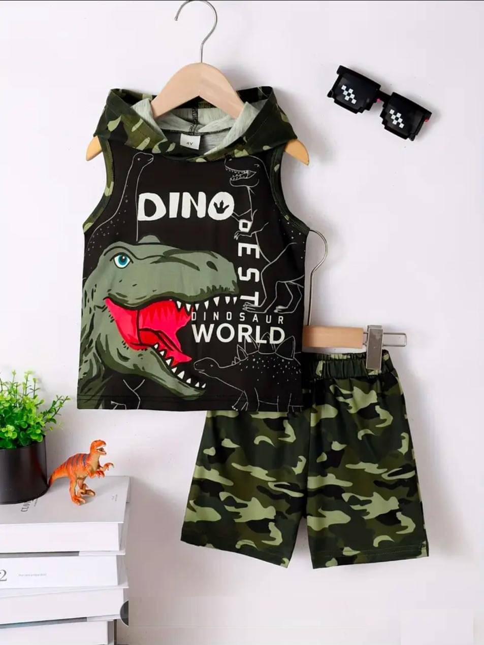     			CUTEVIBE Pack of 1 Unisex Cotton Blend T-Shirt & Shorts Set ( Black )