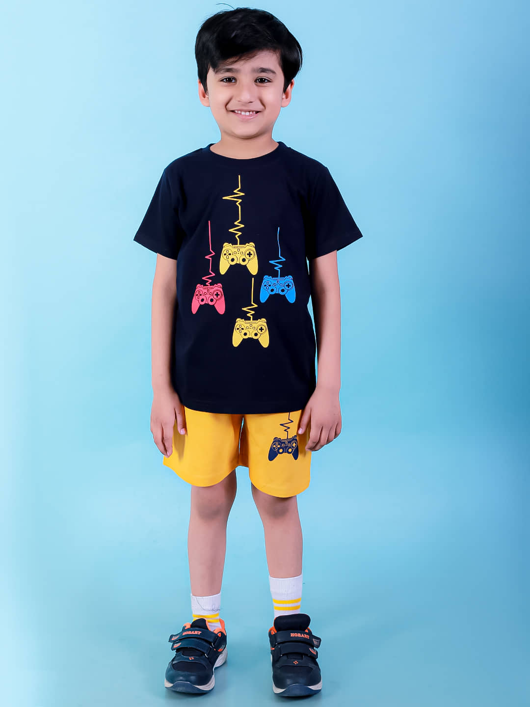 Chandrika Pack of 1 Boys Cotton Blend T-Shirt & Shorts Set ( Navy Blue )