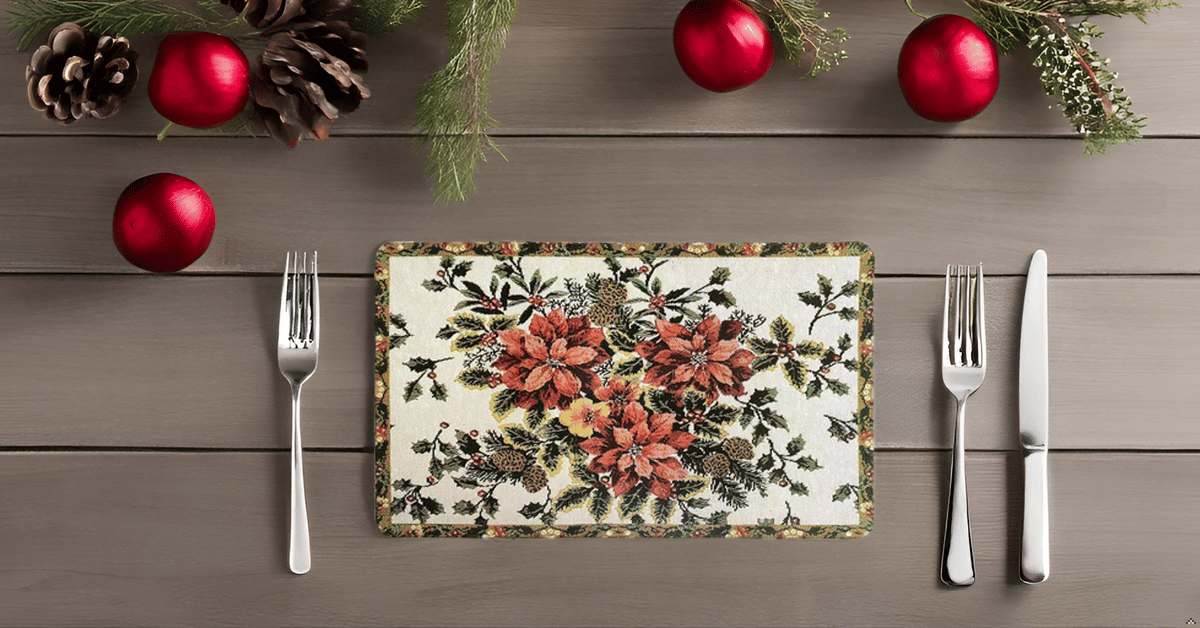 CreadCraft PVC Floral Rectangle Table Mats ( 40 cm x 32 cm ) Pack of 1 - Multi