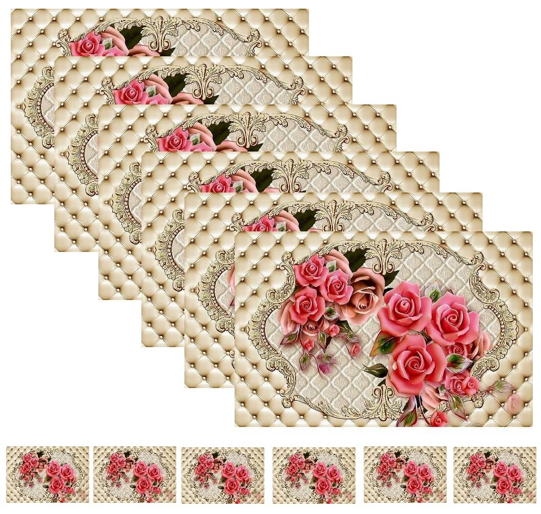 CreadCraft PVC Floral Rectangle Table Mats & Coasters ( 40 cm x 32 cm ) Pack of 1 - Multi CreadCraft PVC Floral Rectangle Table Mats & Coasters ( 40 cm x 32 cm ) Pack of 1 - Multi