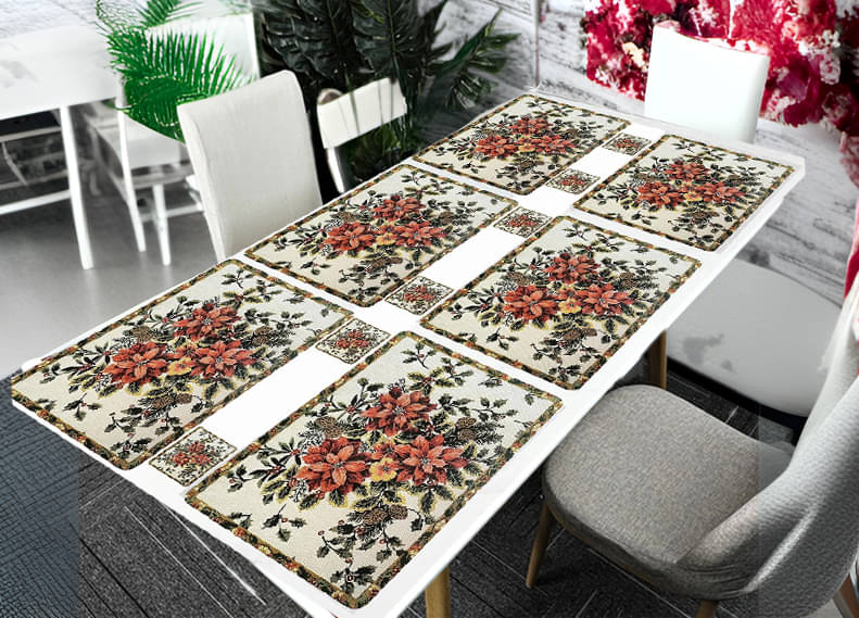 CreadCraft PVC Floral Rectangle Table Mats & Coasters ( 40 cm x 32 cm ) Pack of 1 - Multi CreadCraft PVC Floral Rectangle Table Mats & Coasters ( 40 cm x 32 cm ) Pack of 1 - Multi