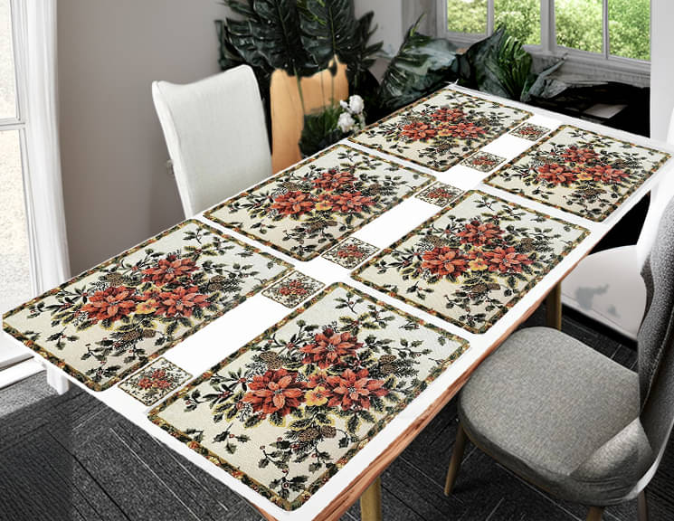 CreadCraft PVC Floral Rectangle Table Mats & Coasters ( 40 cm x 32 cm ) Pack of 1 - Multi CreadCraft PVC Floral Rectangle Table Mats & Coasters ( 40 cm x 32 cm ) Pack of 1 - Multi
