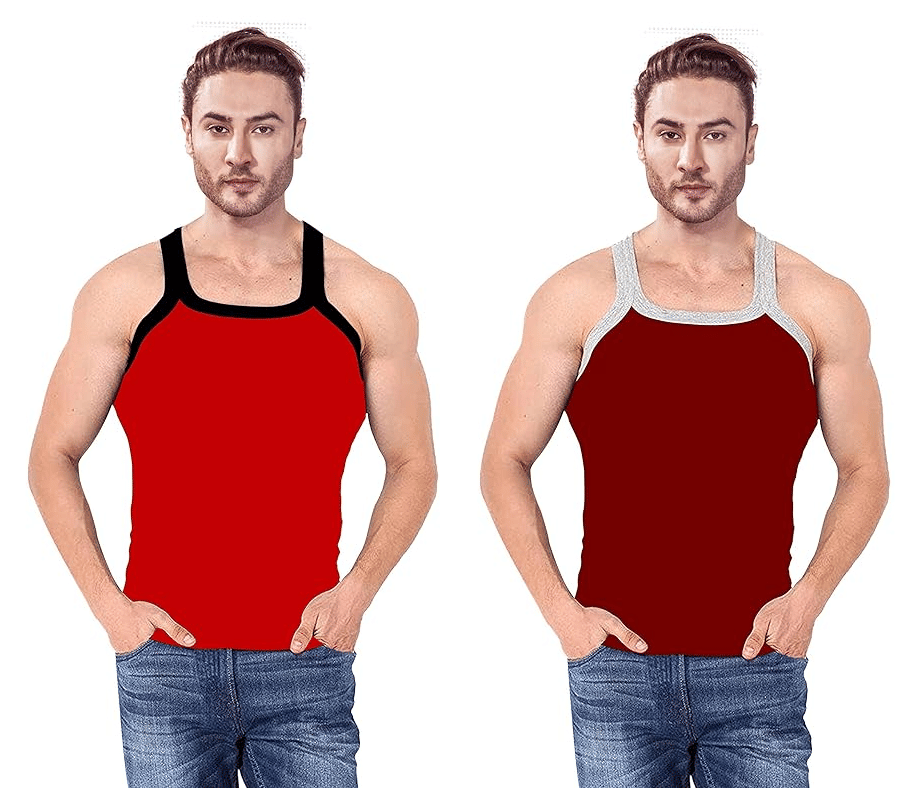 D1 DIFFERENT ONE Pack of 2 Cotton Gym Vest For Men ( Multicolor ) D1 DIFFERENT ONE Pack of 2 Cotton Gym Vest For Men ( Multicolor )